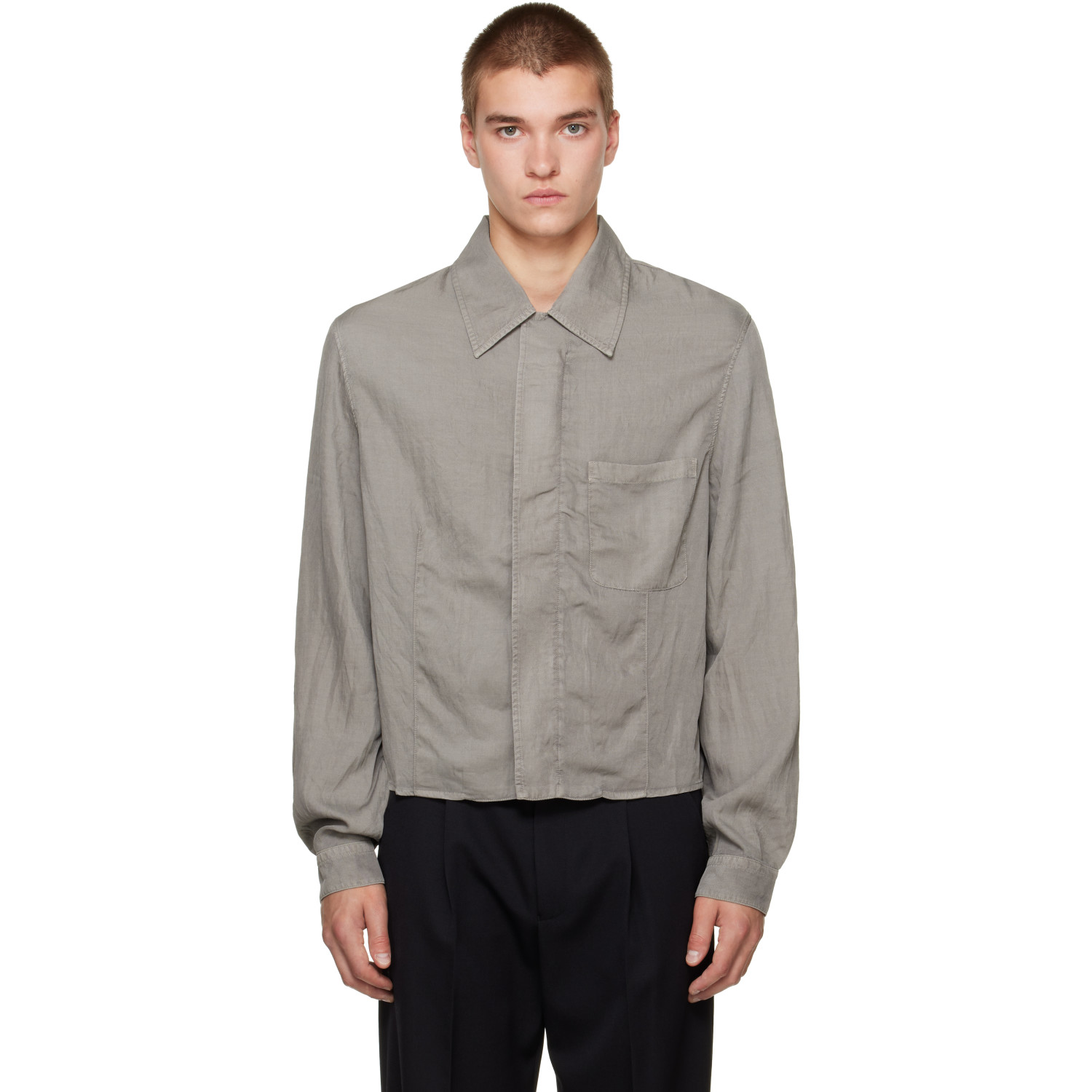 OUR LEGACY Gray Sift Zip Shirt