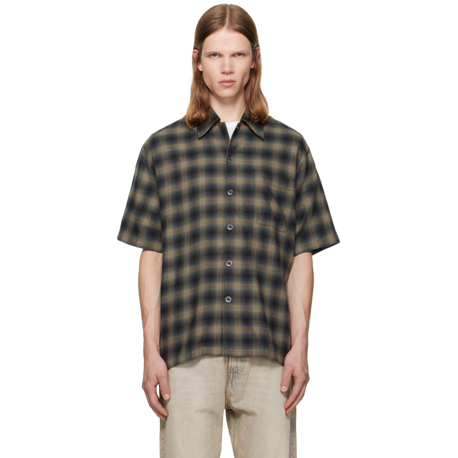 OUR LEGACY Khaki & Navy Every Shortsleeve Shirt