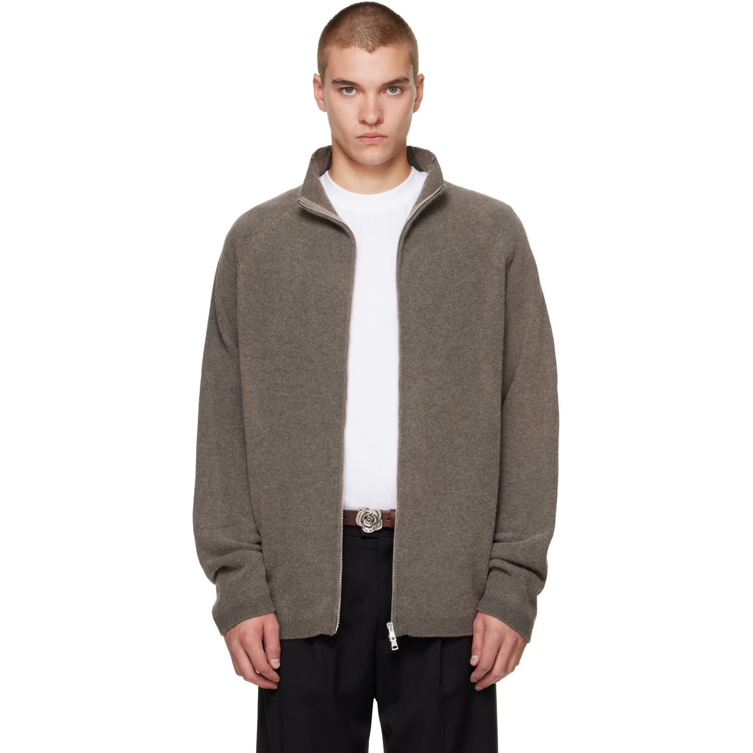 OUR LEGACY Taupe Line Zip Sweater