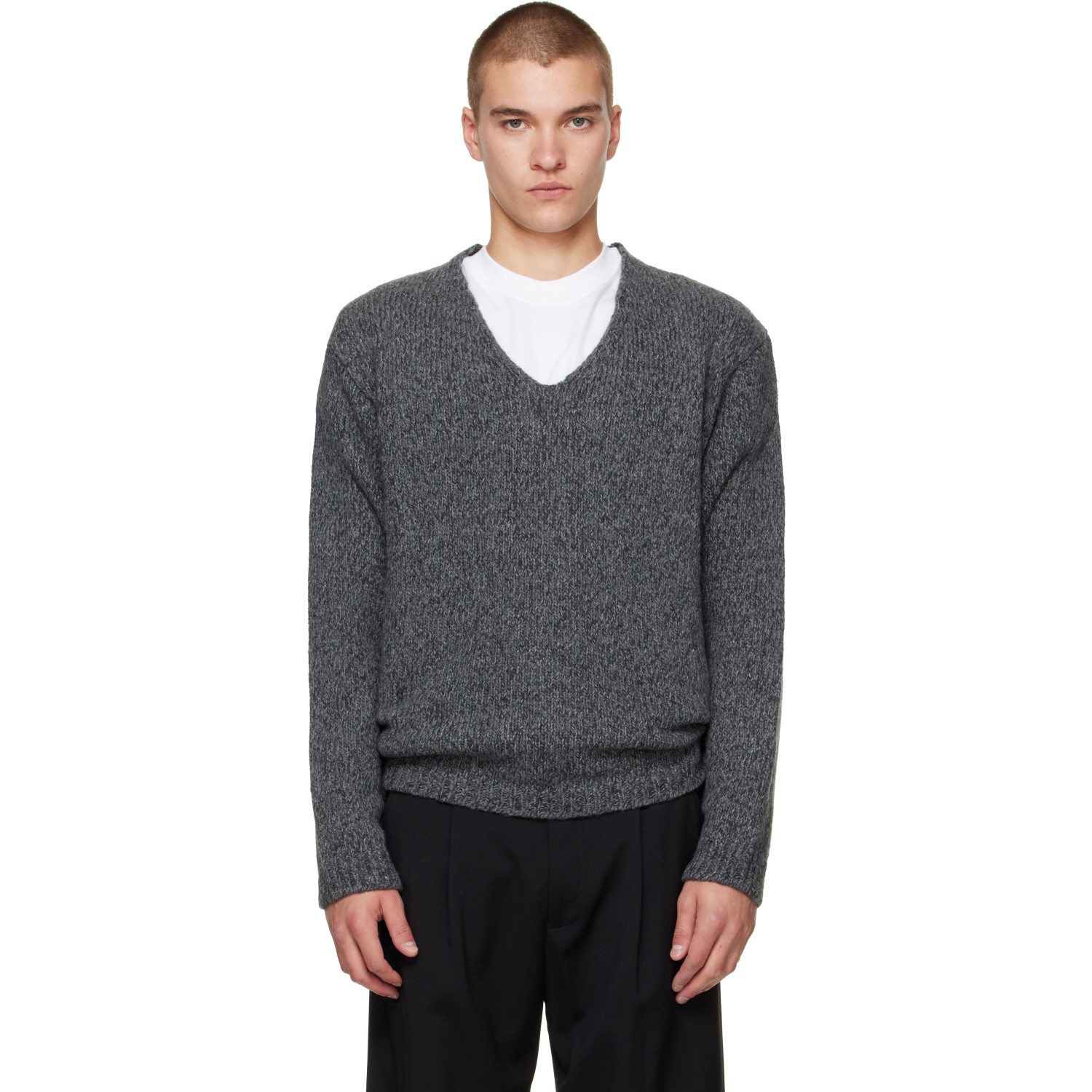 OUR LEGACY Gray Link V-Neck Sweater