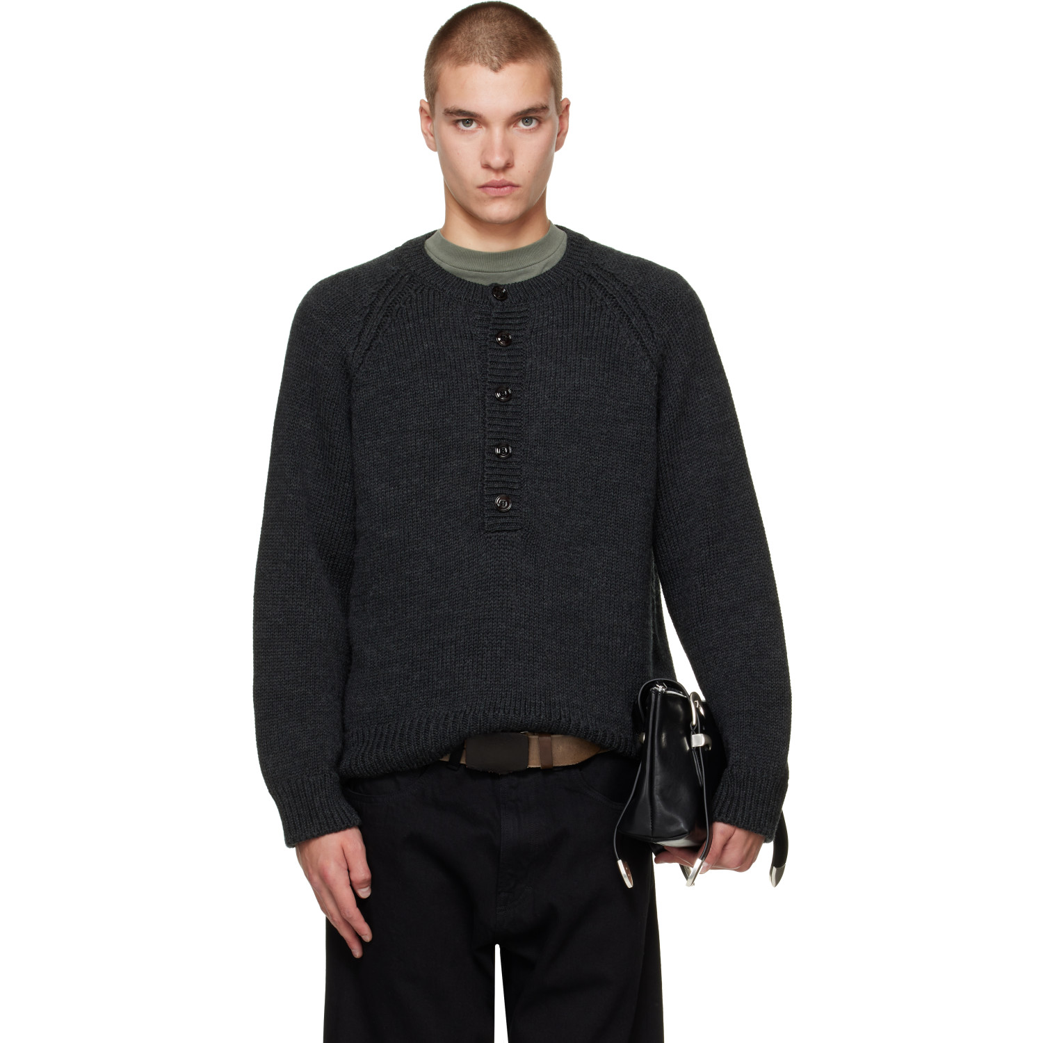 OUR LEGACY Gray Shore Henley Sweater