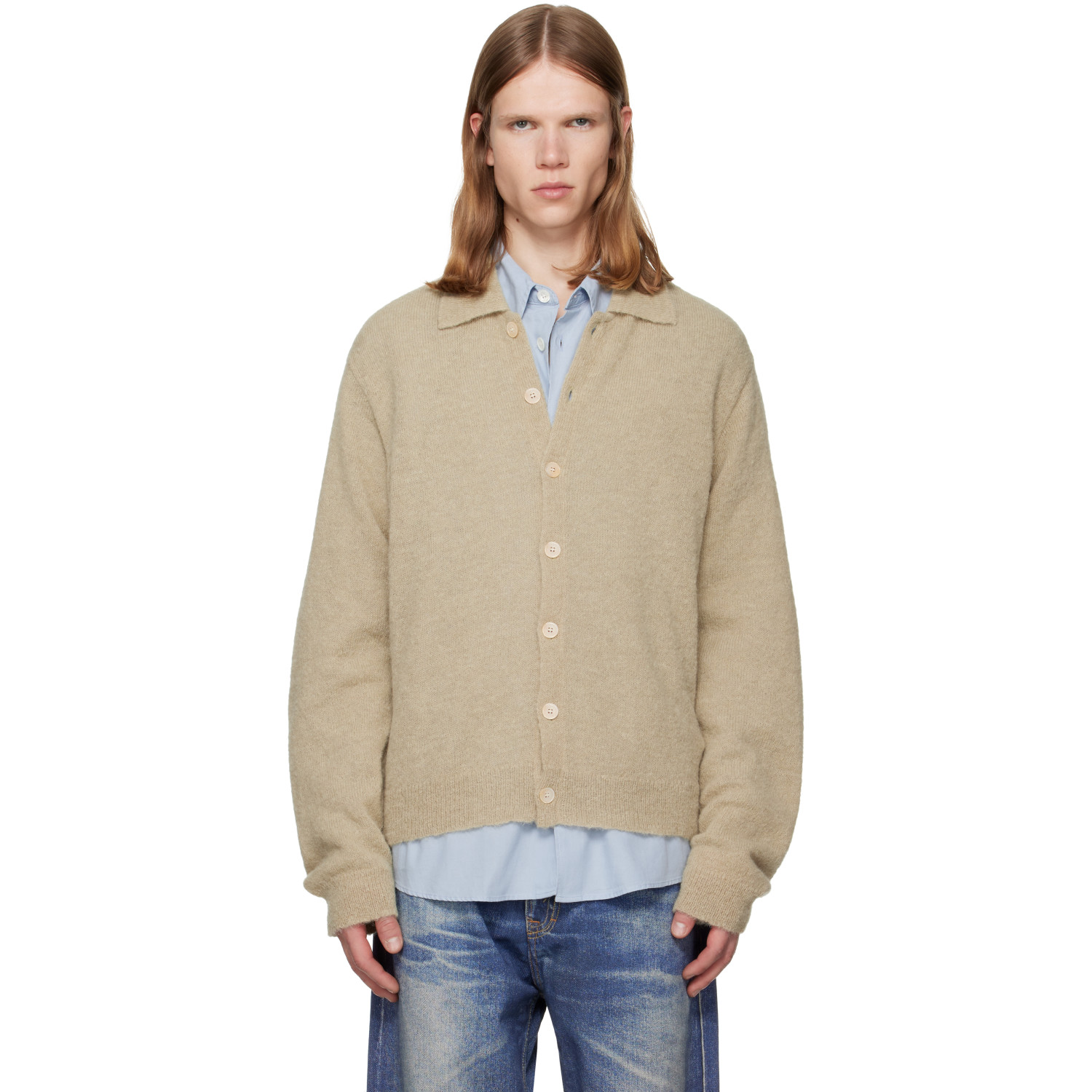 OUR LEGACY Beige Evening Polo Cardigan