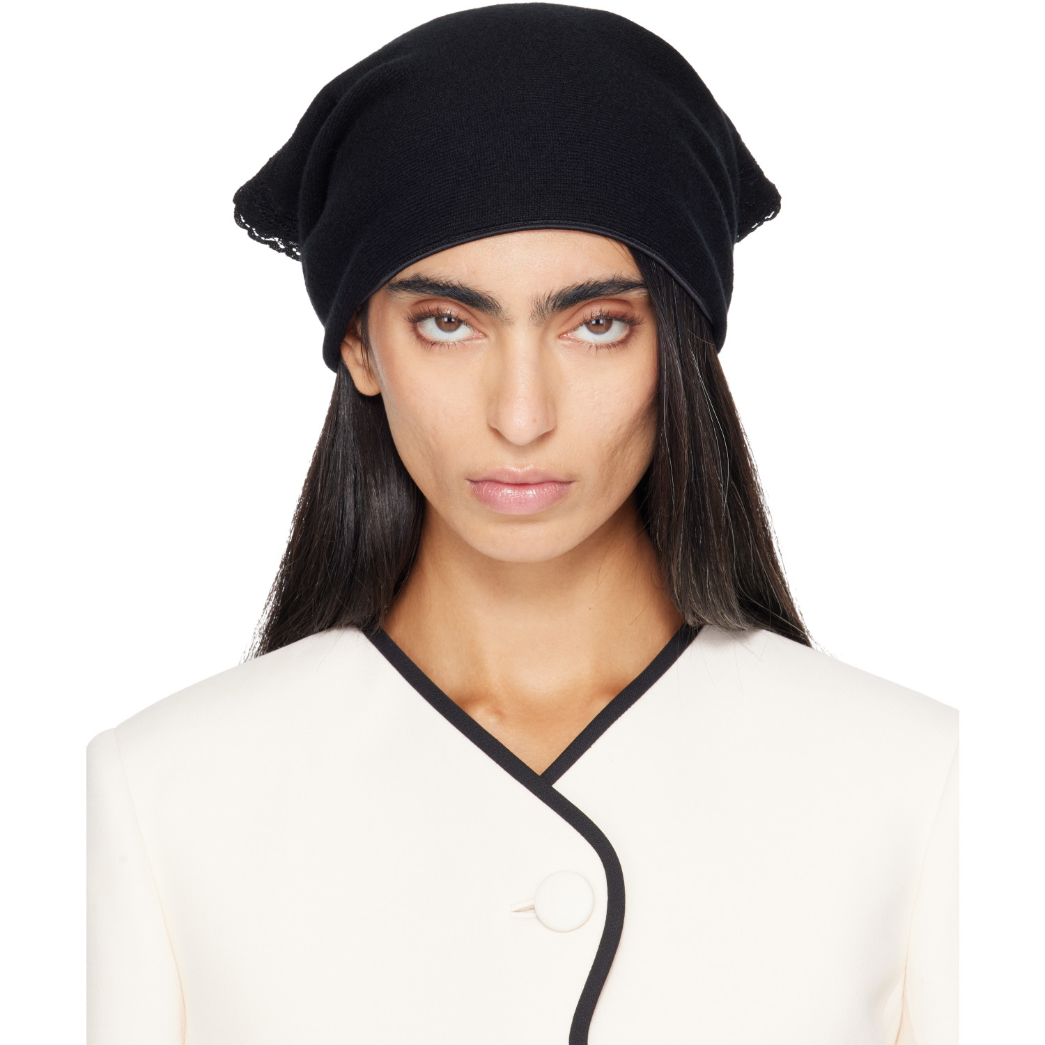 Valentino Garavani Black Knitted Cashmere Head Scarf