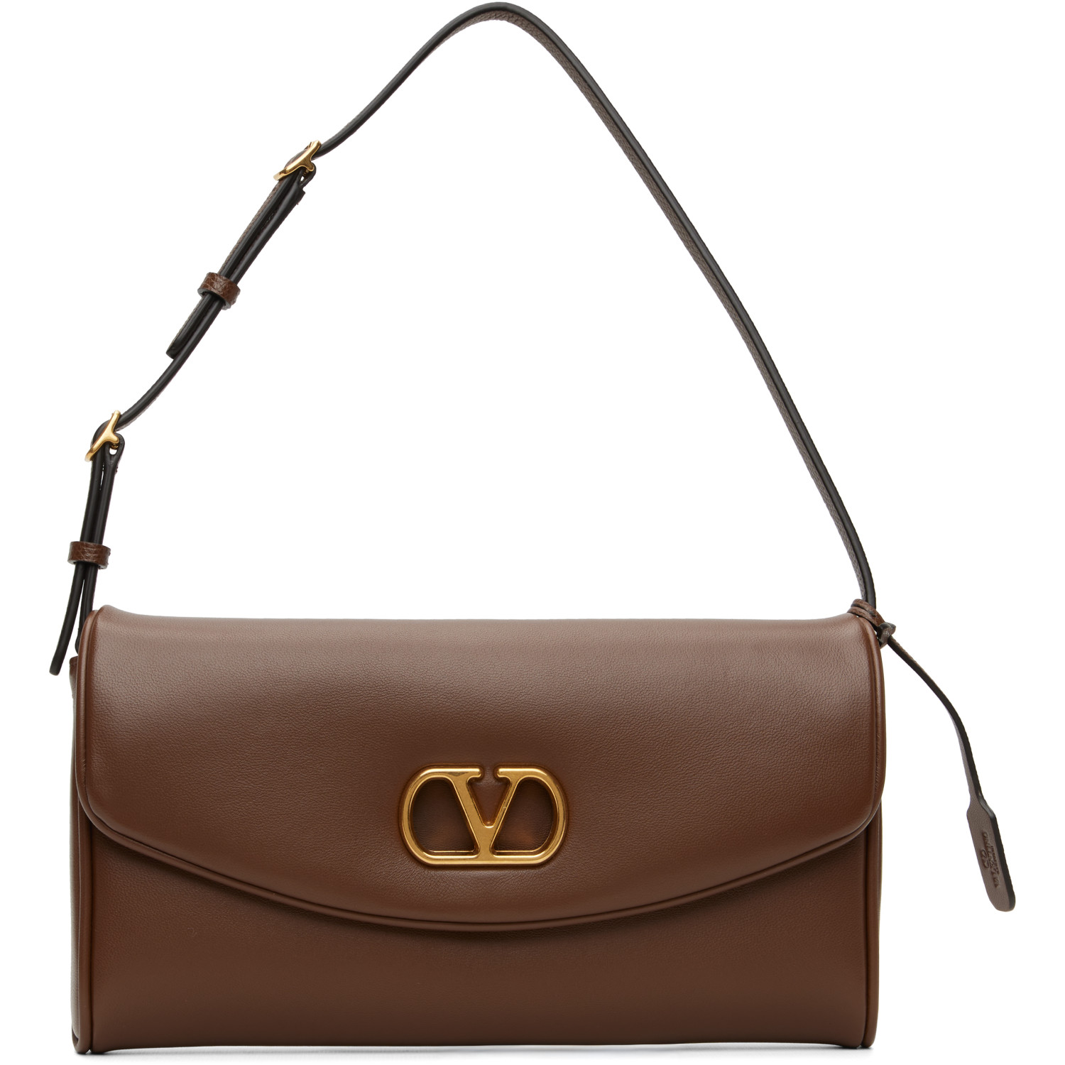 Valentino Garavani Brown Devain Nappa Small Shoulder Bag In 0e5 Wood Brown