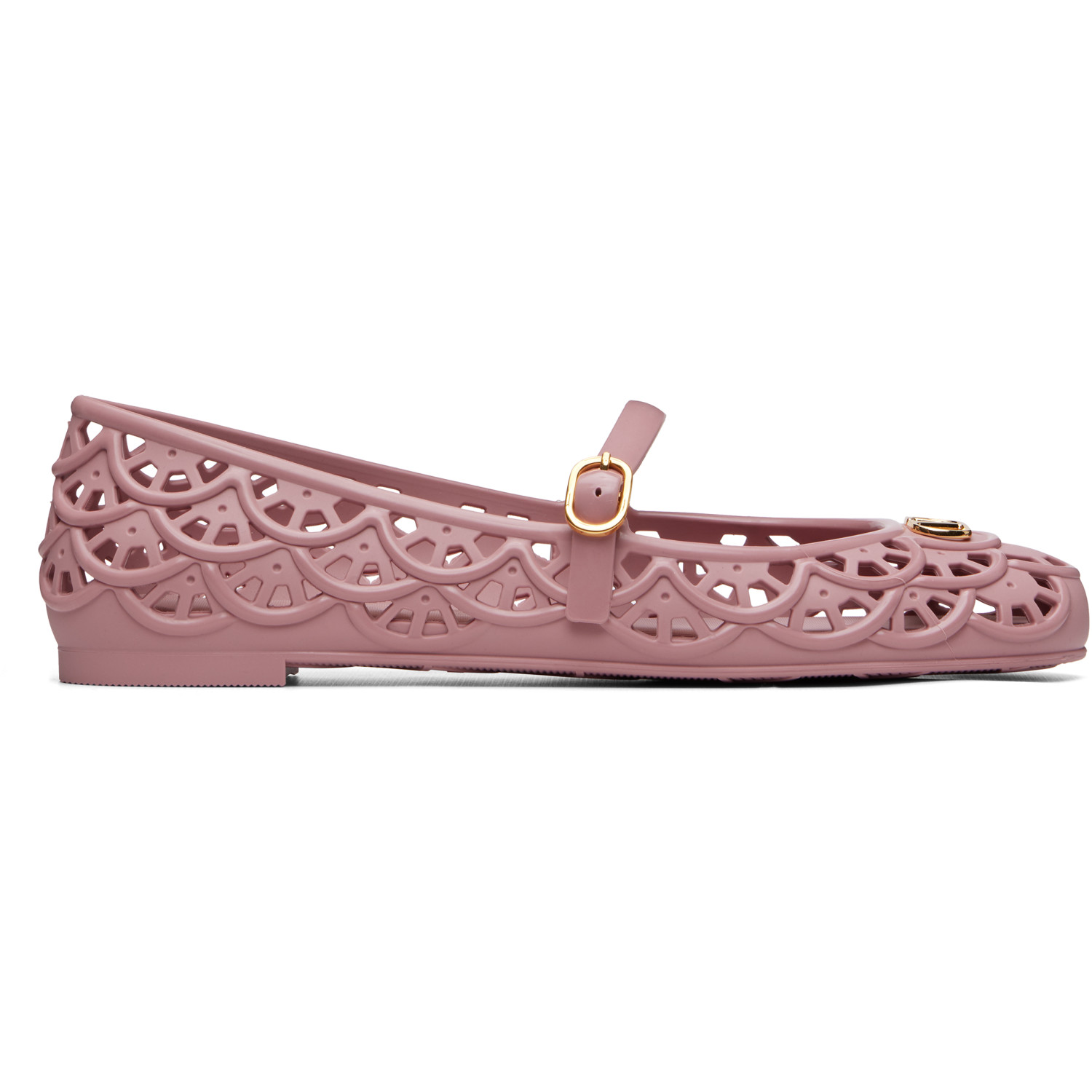 Valentino Garavani Pink Ondette Rubber Ballerina Flats
