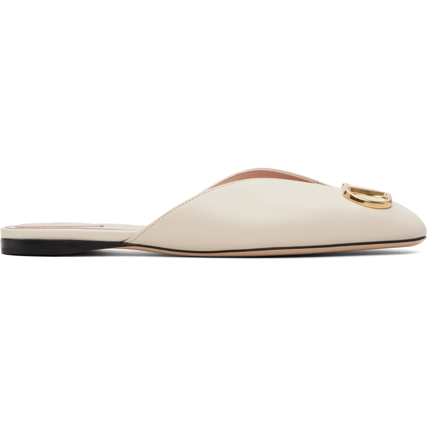 Valentino Garavani Beige VLogo Signature Nappa Mule Flats