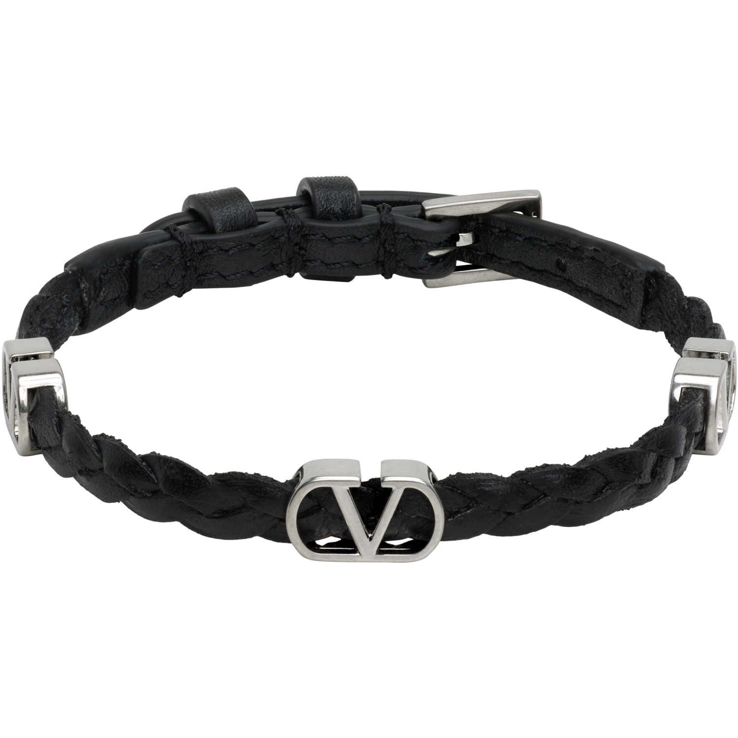 Valentino Garavani VLogo Signature Braided Calfskin Bracelet