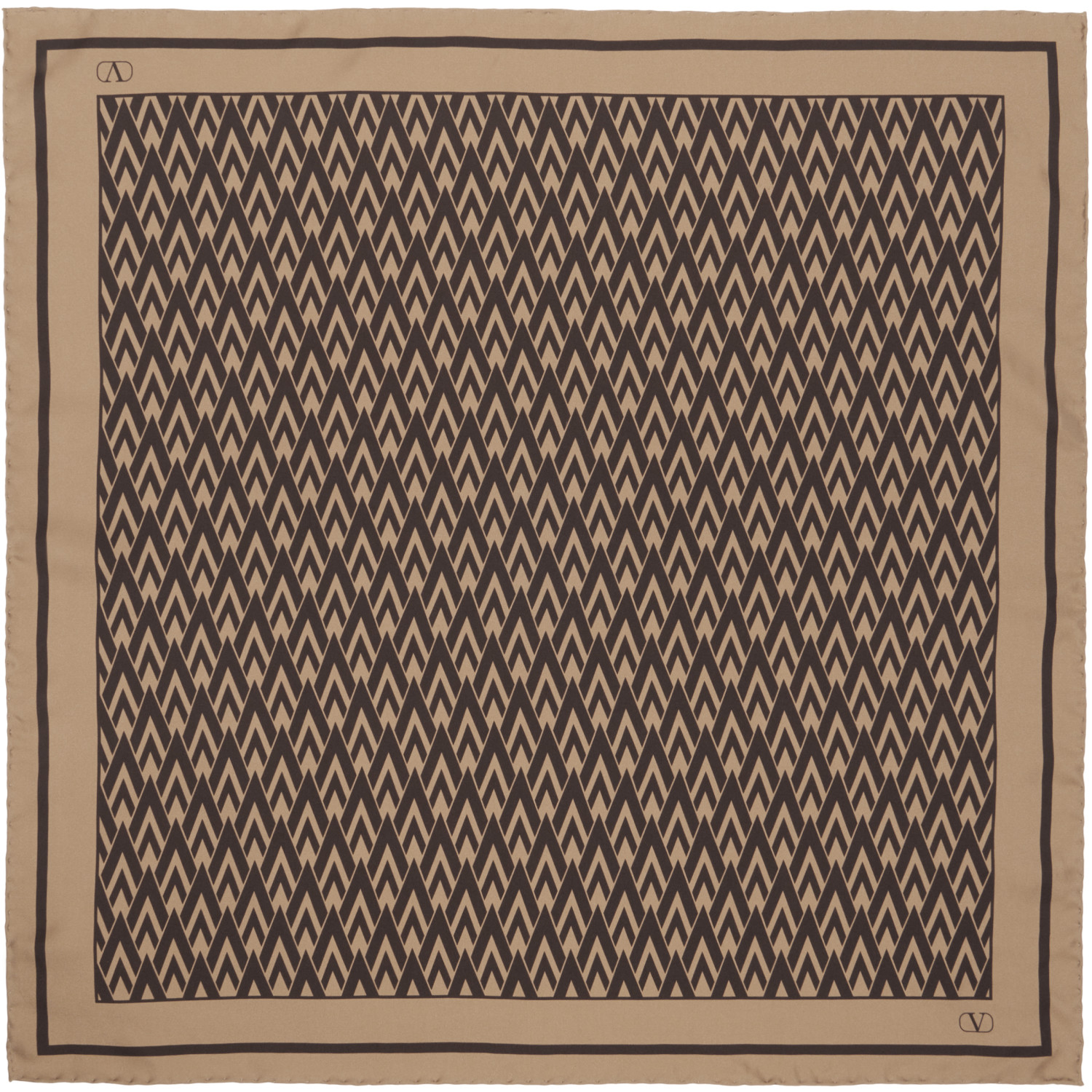 Valentino Garavani Beige & Brown 'Toute La V' Silk Scarf