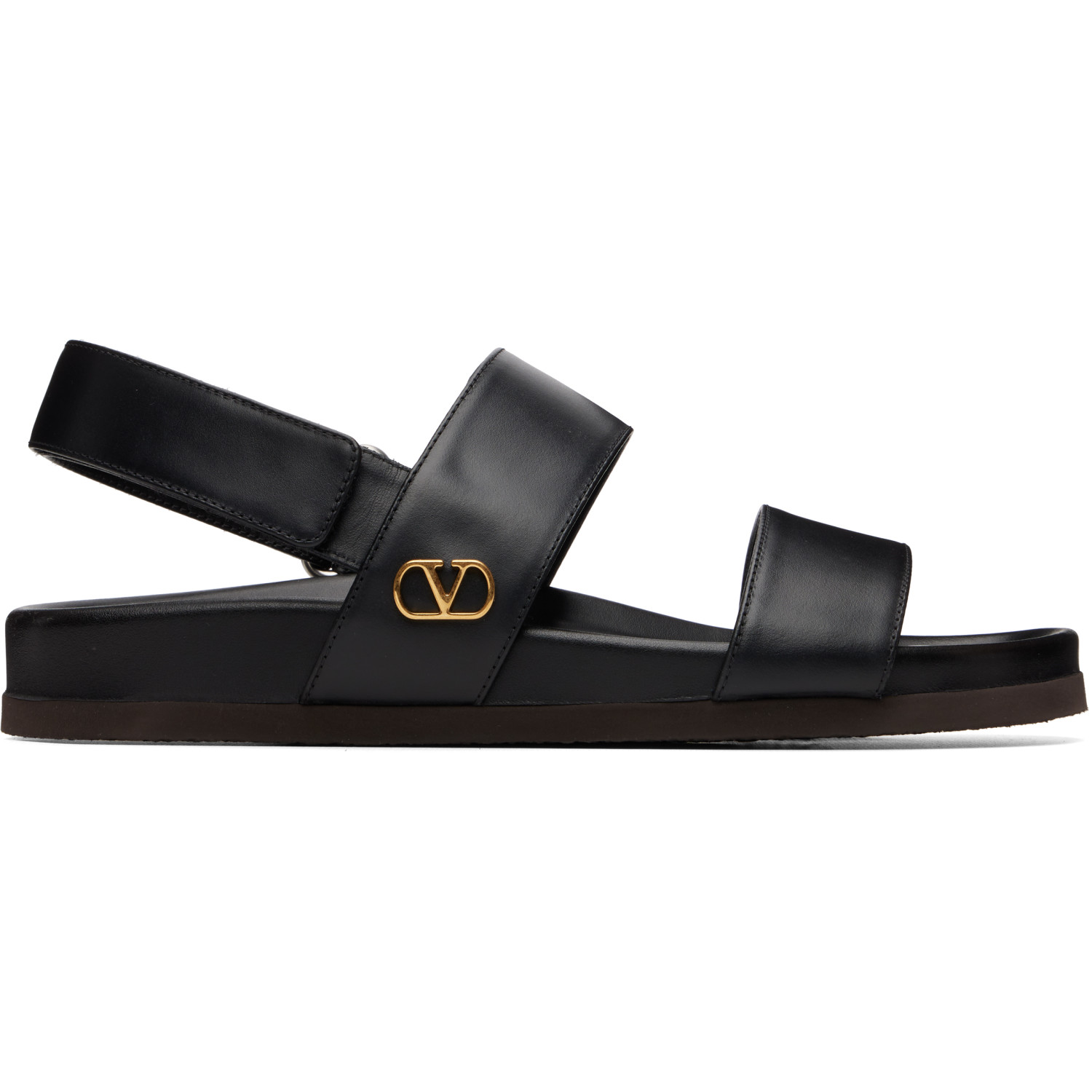 Valentino Garavani Black Studshield Calfskin Sandals
