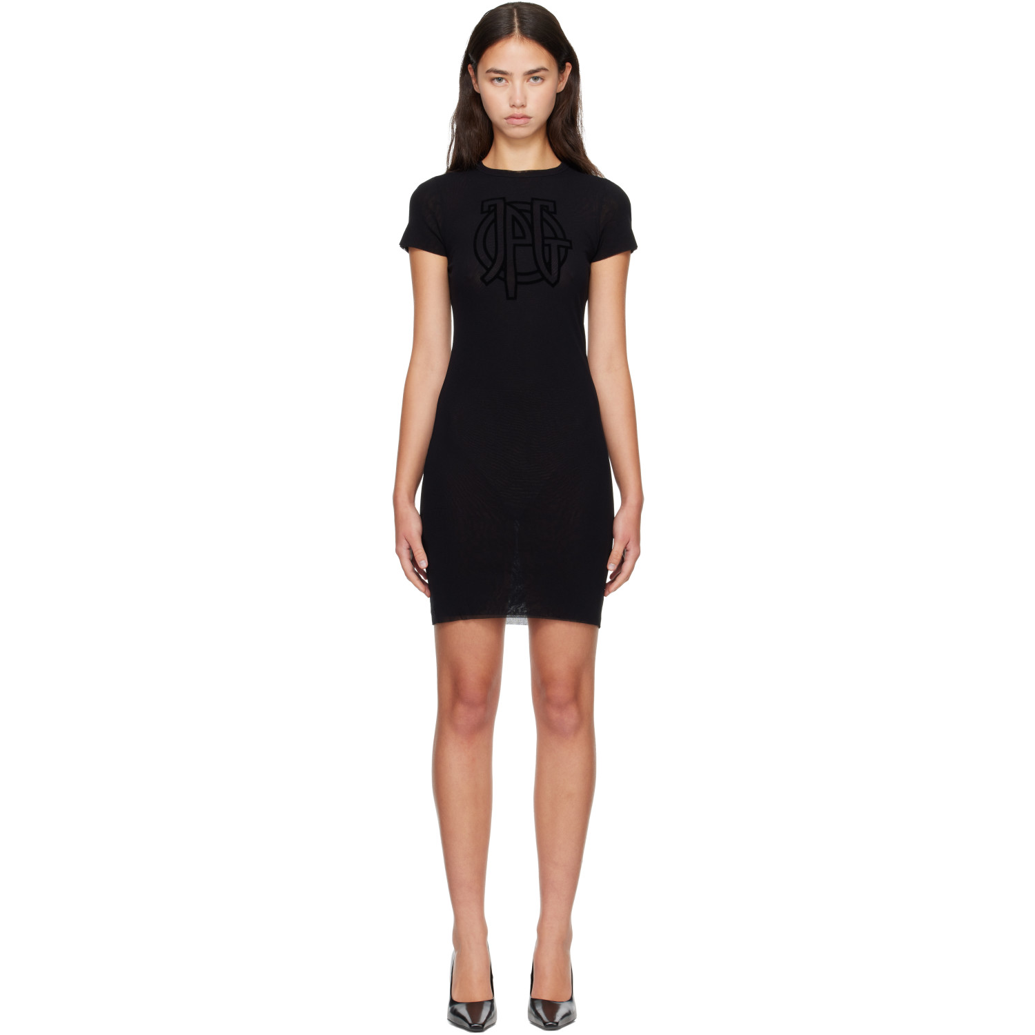 Jean Paul Gaultier Black ' The JPG Logo Baby Tee' Minidress