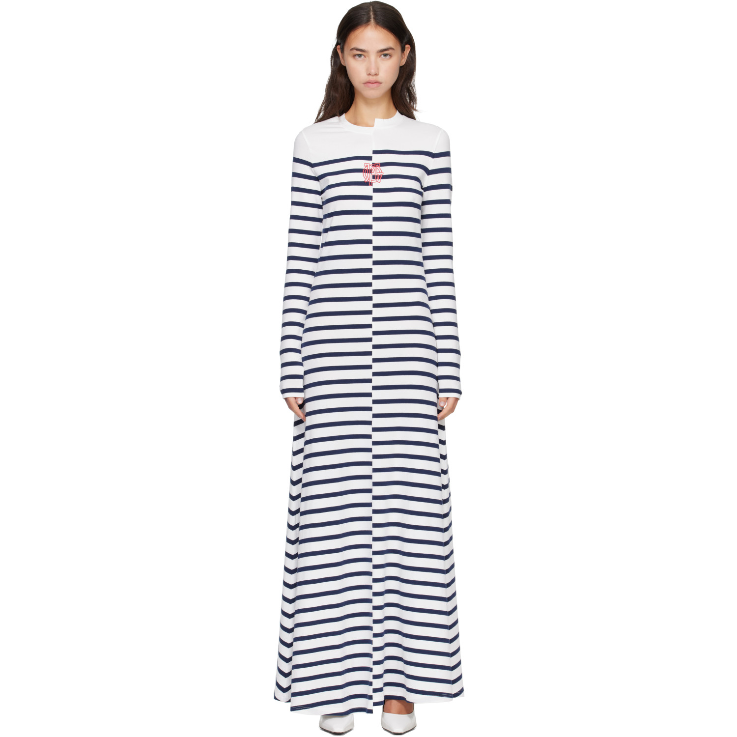Jean Paul Gaultier White & Navy 'The JPG Long Marinière' Maxi Dress