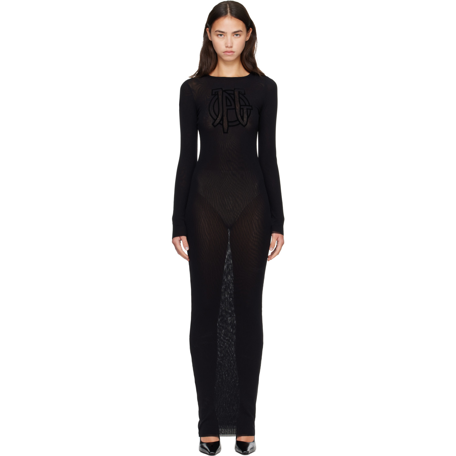 Jean Paul Gaultier Black 'The JPG Logo Long' Maxi Dress