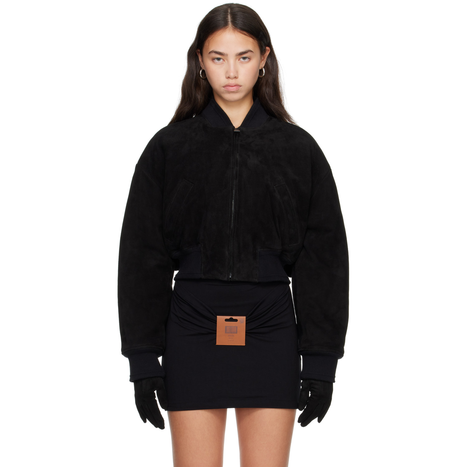 Jean Paul Gaultier Black Suede Leather Bomber Jacket