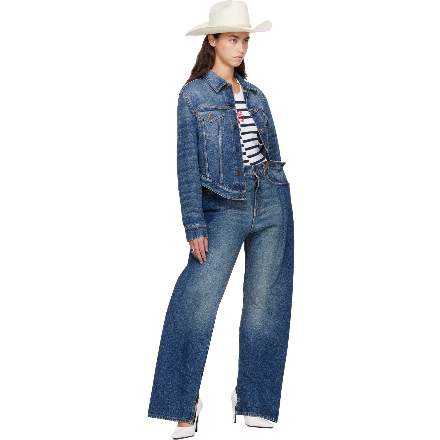 JEAN PAUL GAULTIER 블루 더 JPG 커브드 자켓