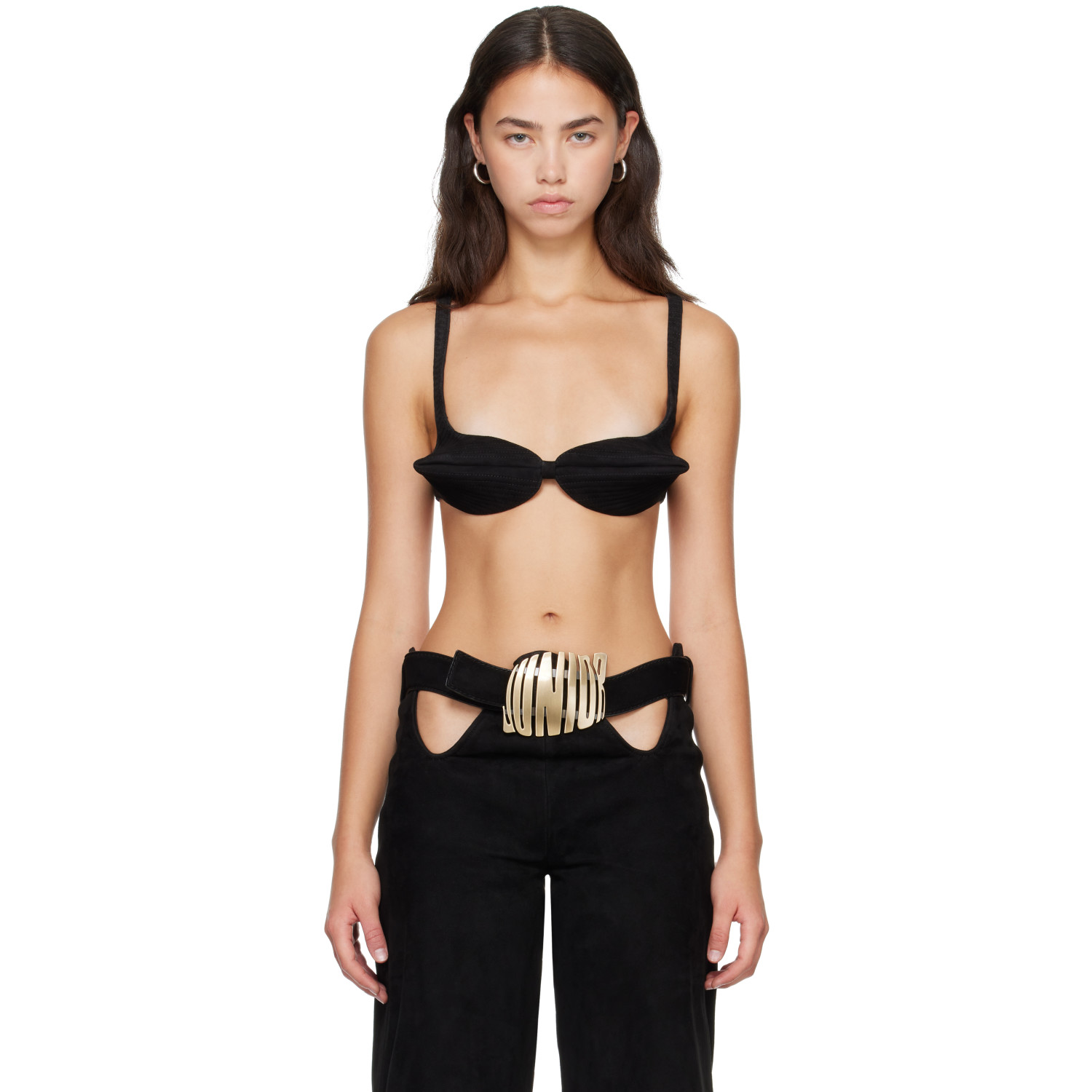 Jean Paul Gaultier Black 'The Conic' Leather Bra