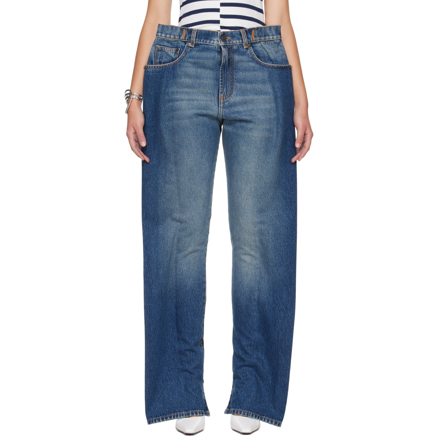 Jean Paul Gaultier Blue Denim Panel Jeans