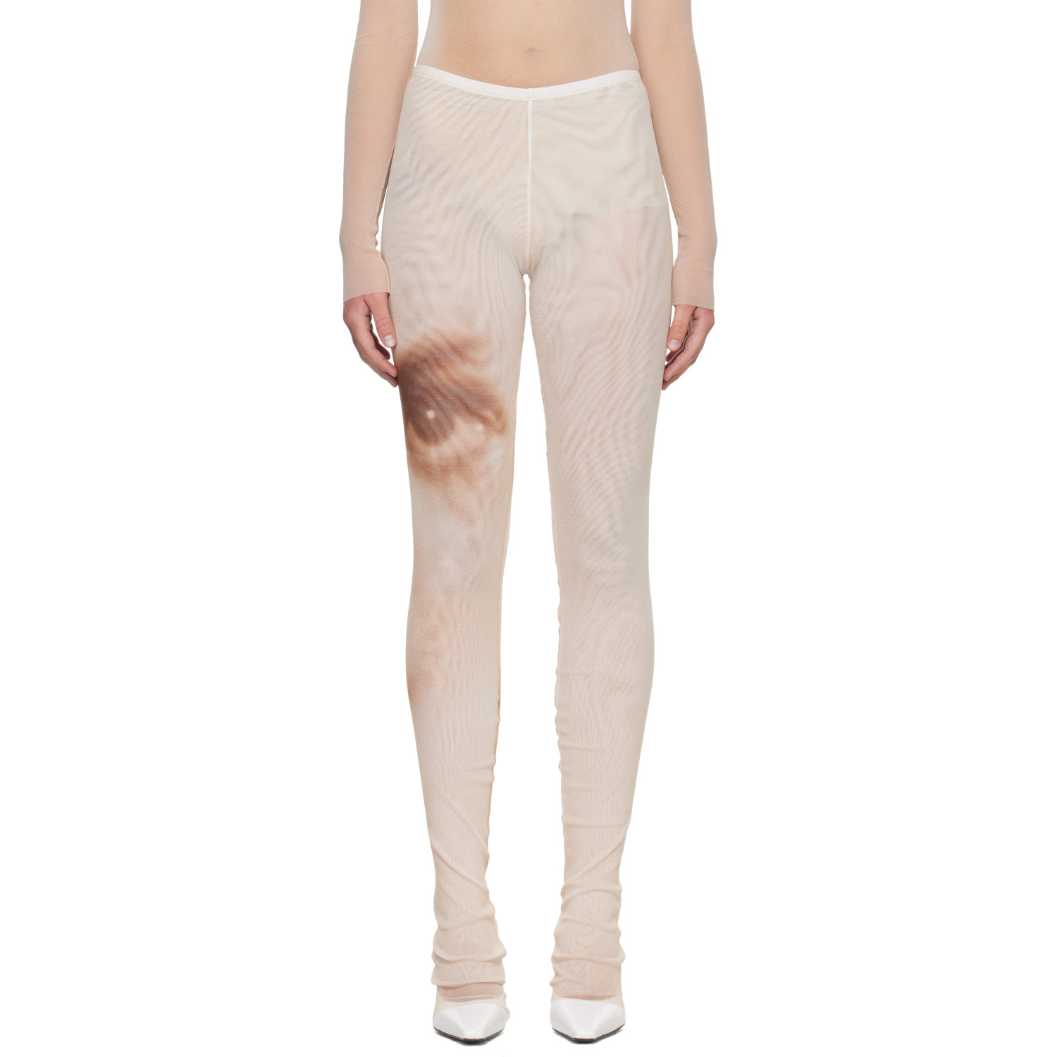 Jean Paul Gaultier Beige 'The Face' Leggings