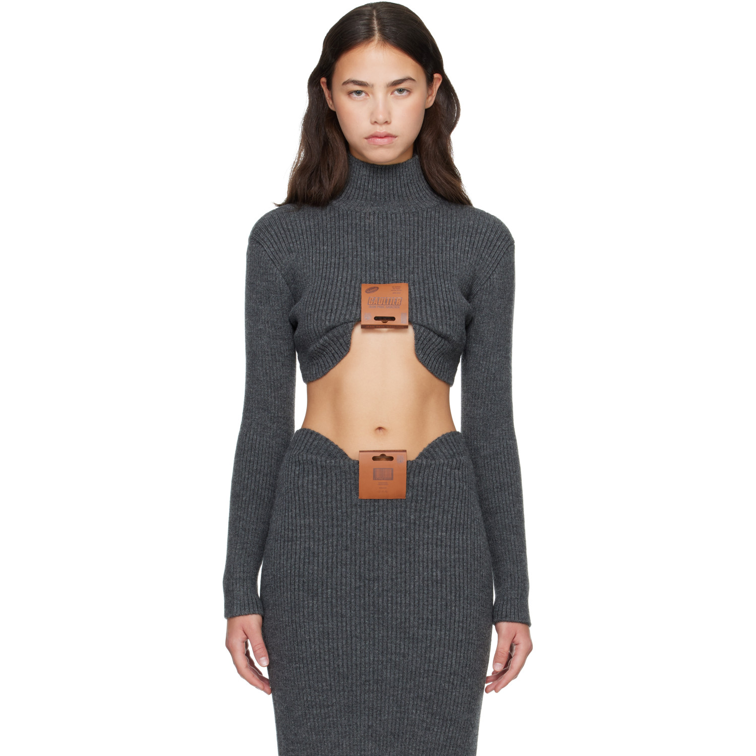 Jean Paul Gaultier Gray Mix Wool Rib Turtleneck