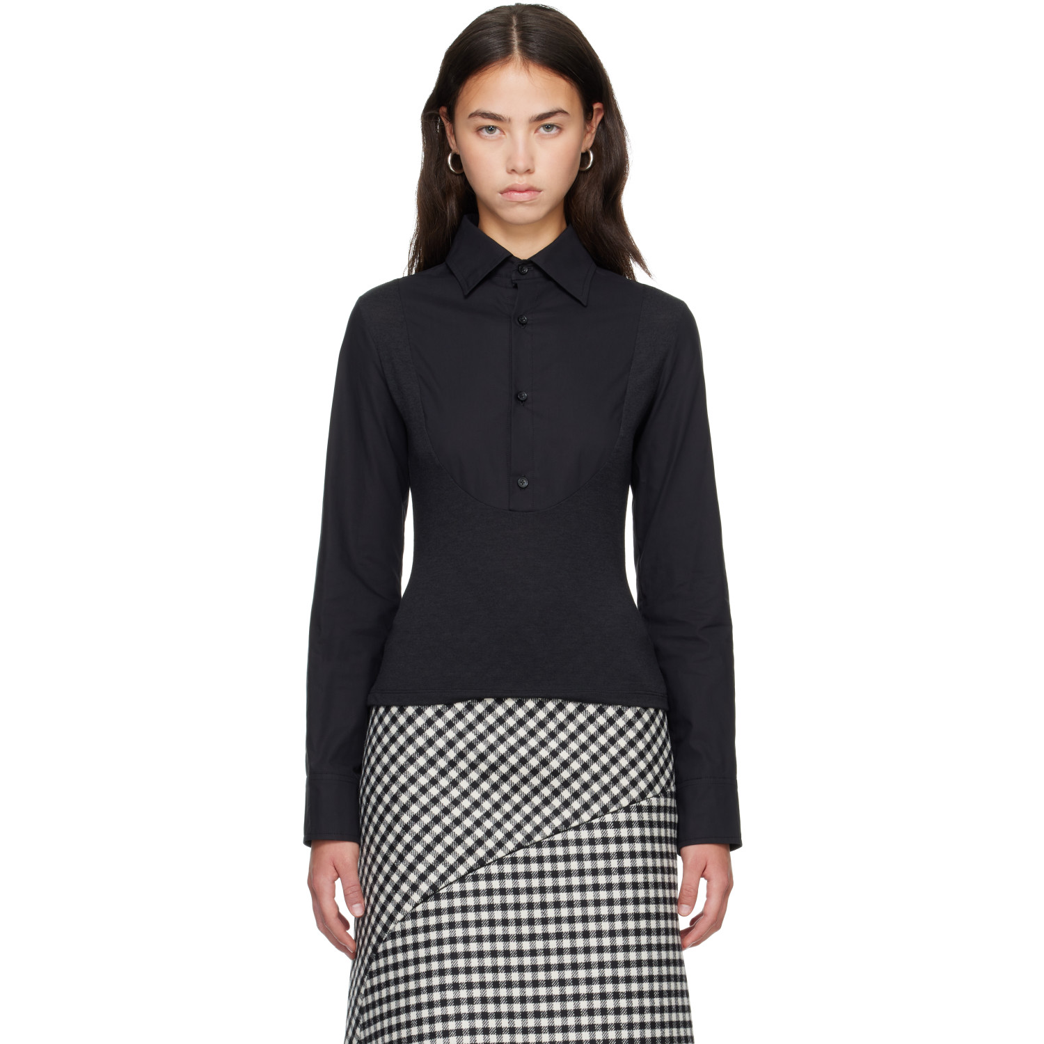 Jean Paul Gaultier Black Bi Material Shirt