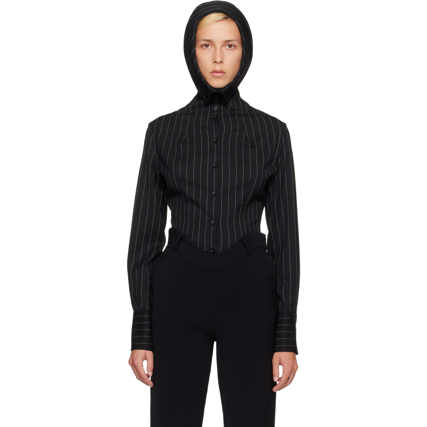 Jean Paul Gaultier Black 'The Hooded Striped' Shirt