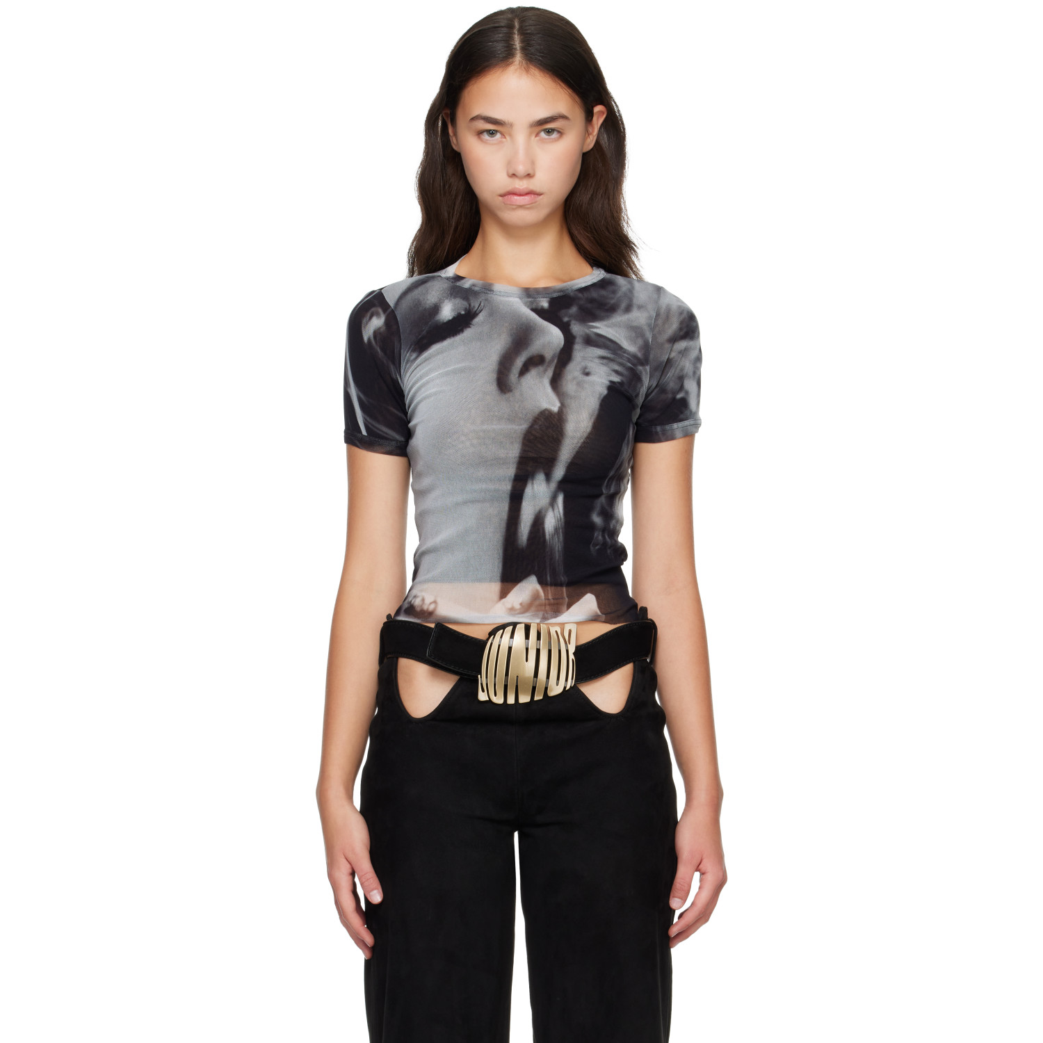 Jean Paul Gaultier Black & Gray 'The Smoking Women' Baby T-shirt