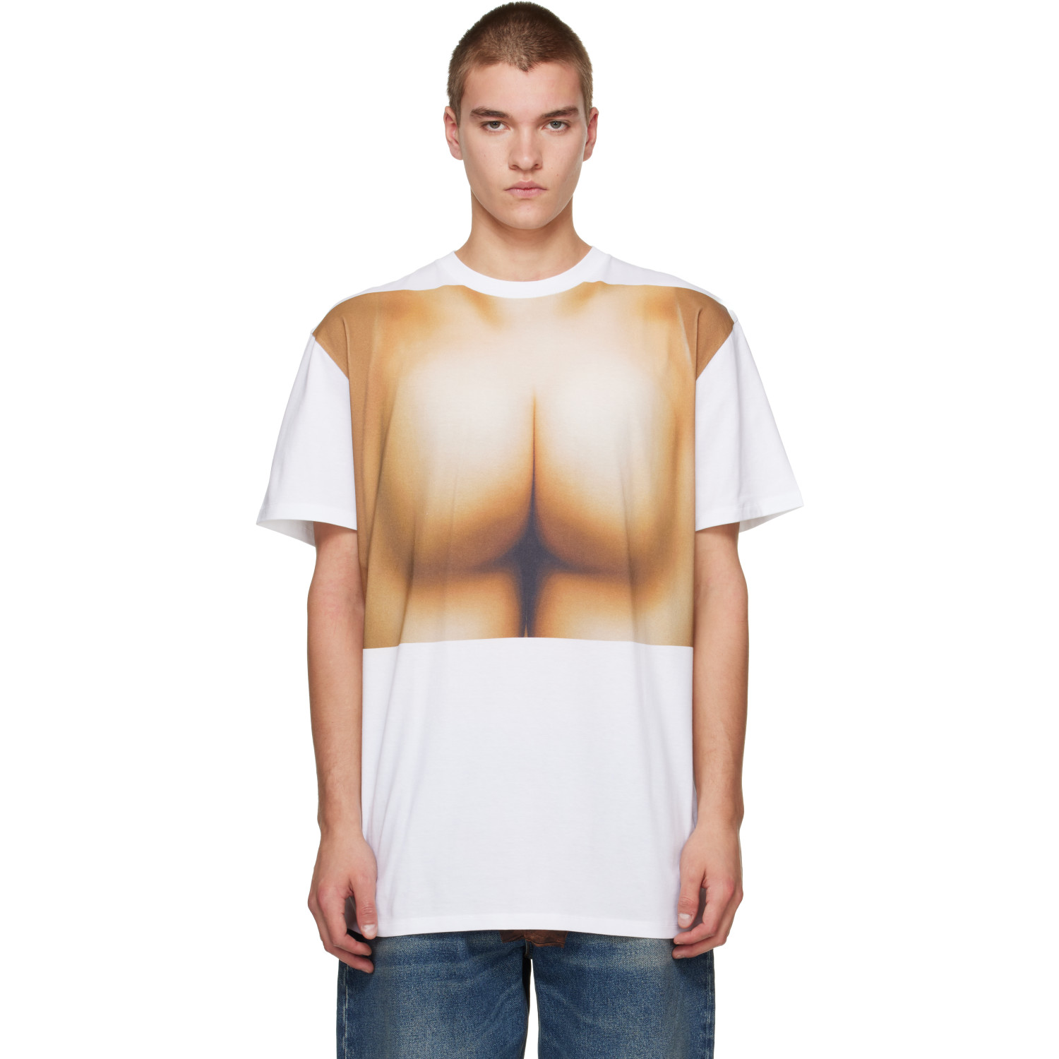 Jean Paul Gaultier White 'The Trompe L'oeil Butt Oversized' T-shirt