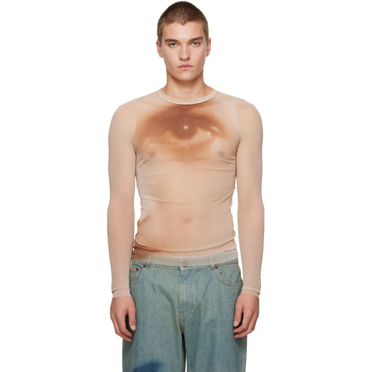 Jean Paul Gaultier Beige 'The Face' T-shirt