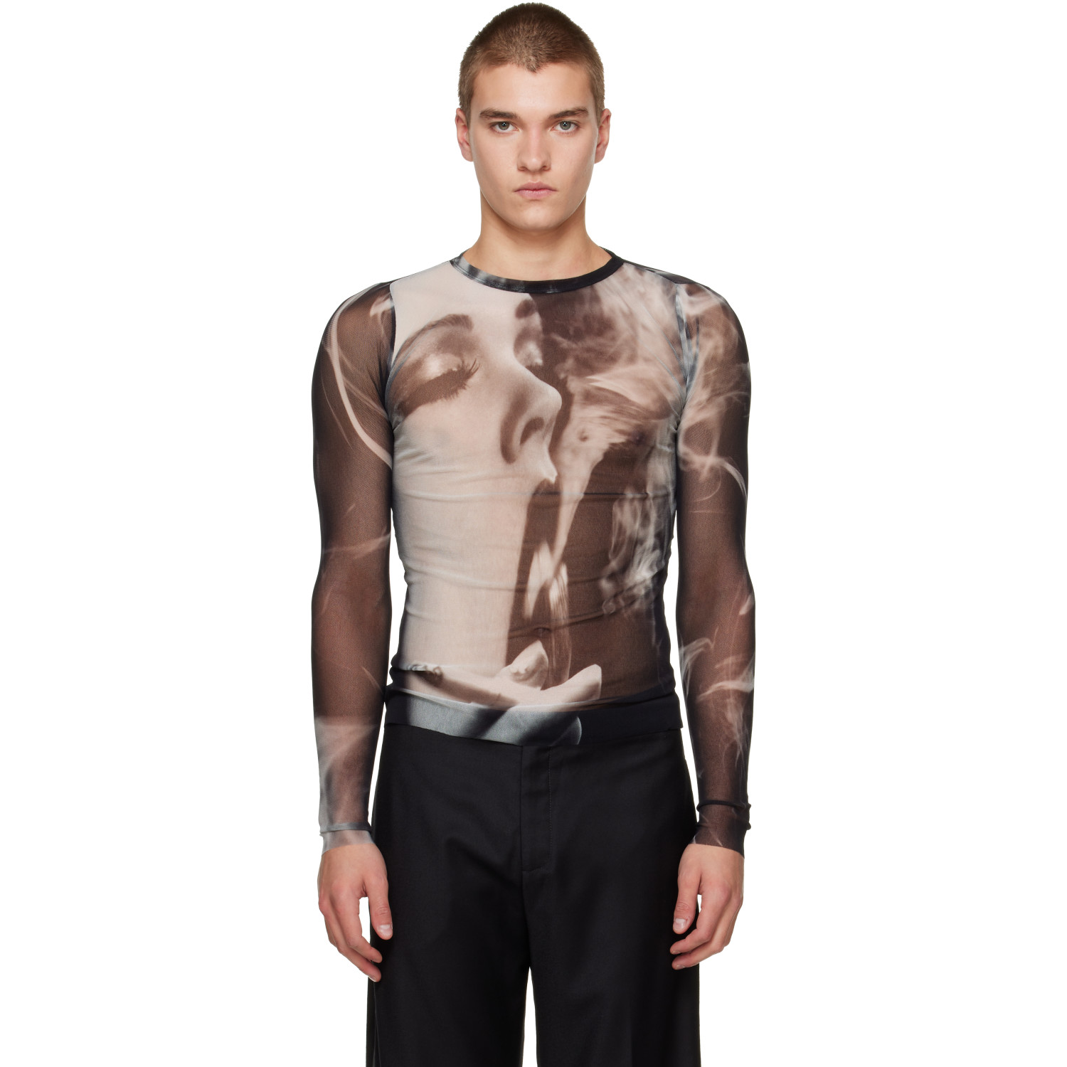 Jean Paul Gaultier Black & Gray 'The Smoking Women' T-shirt