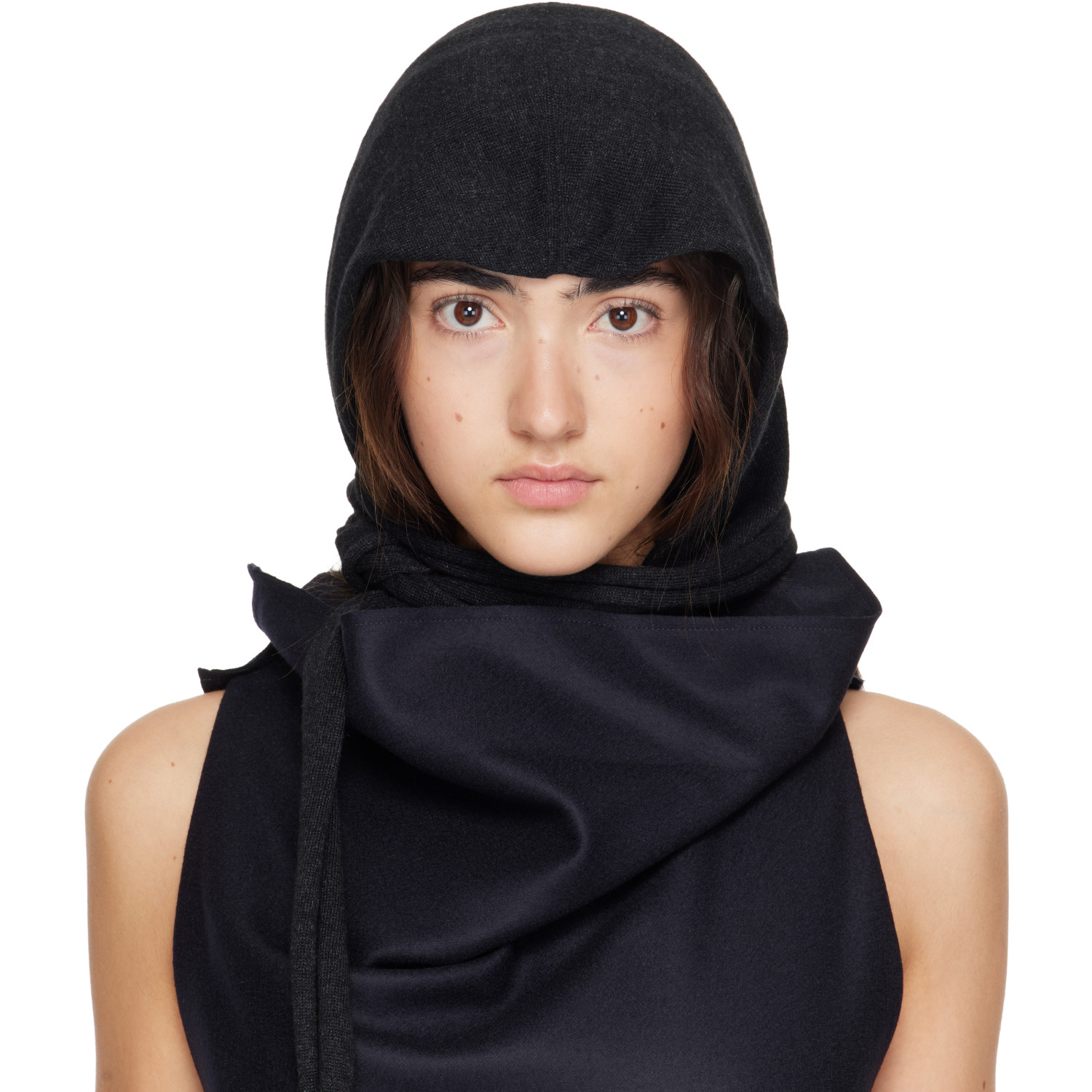 ISSEY MIYAKE Black Silk Cashmere Balaclava Cap
