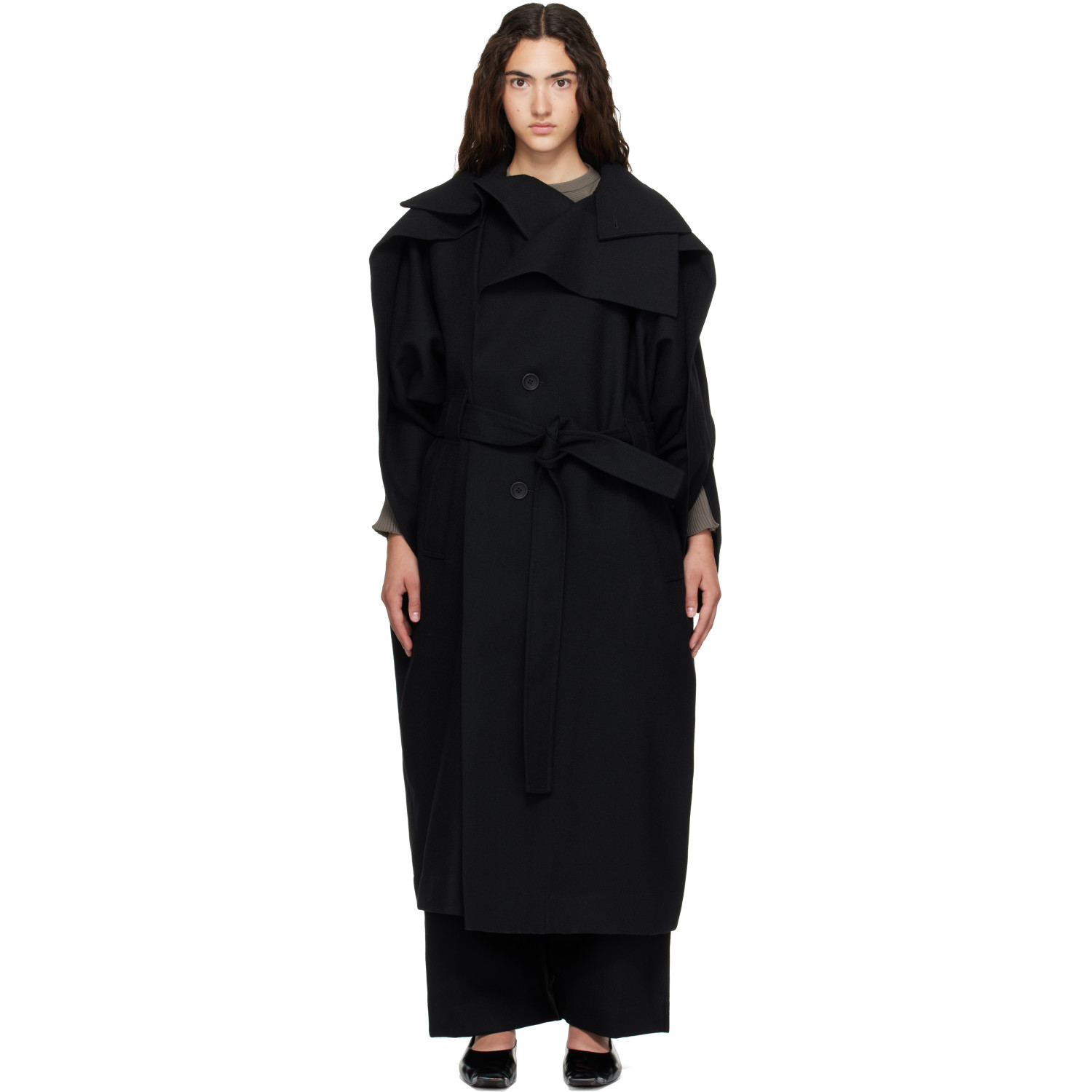 ISSEY MIYAKE Black Calligraph Coat