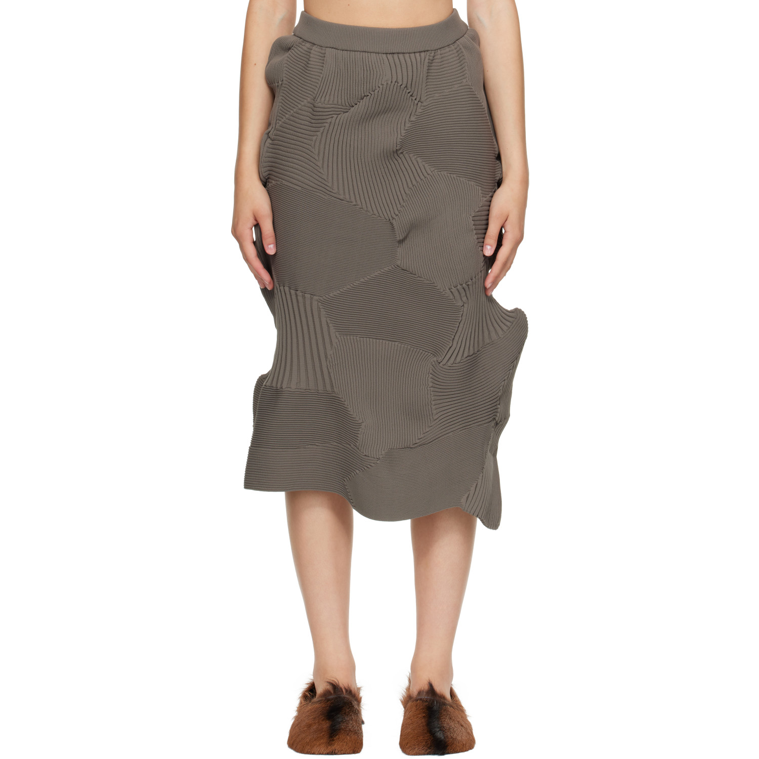 ISSEY MIYAKE Gray Kone Kone Midi Skirt