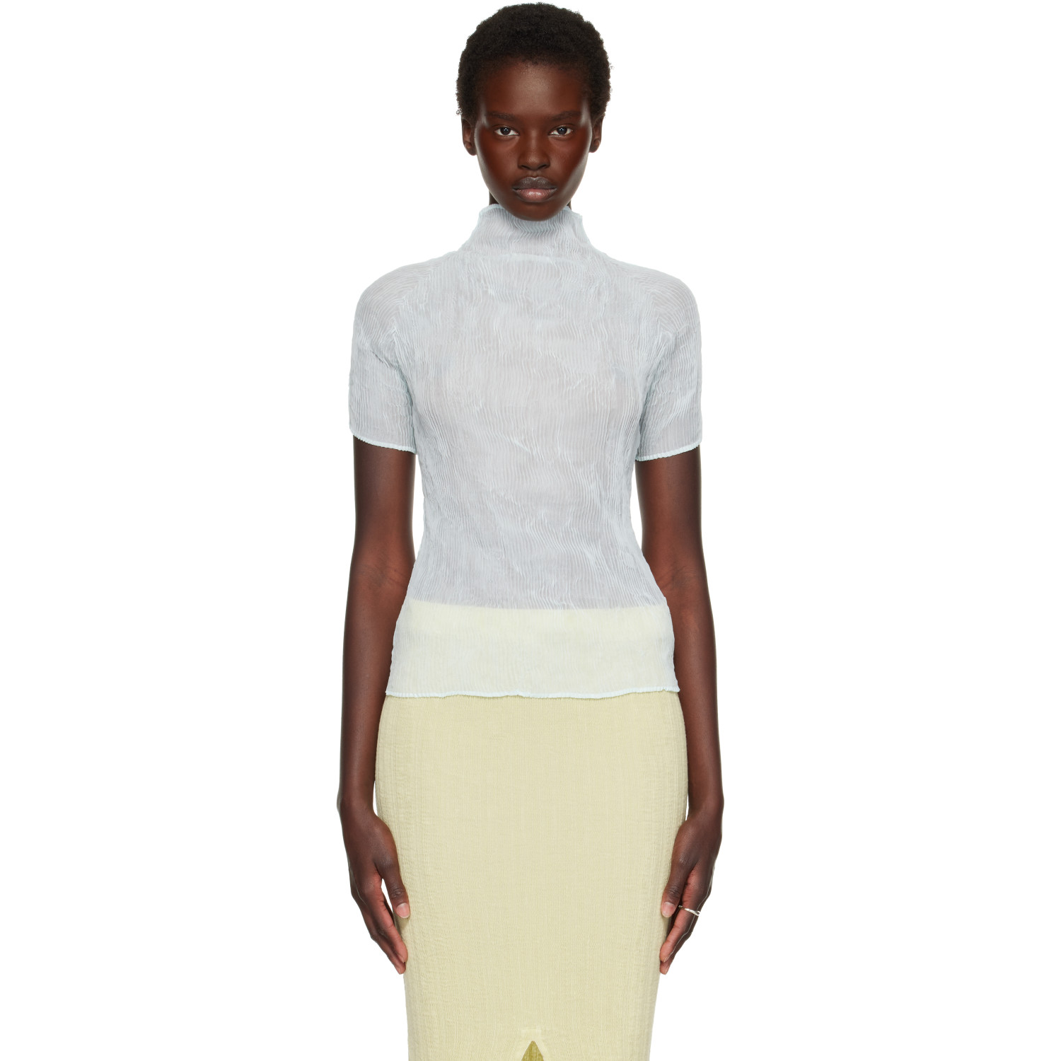 ISSEY MIYAKE Blue Chiffon Twist 1 Top