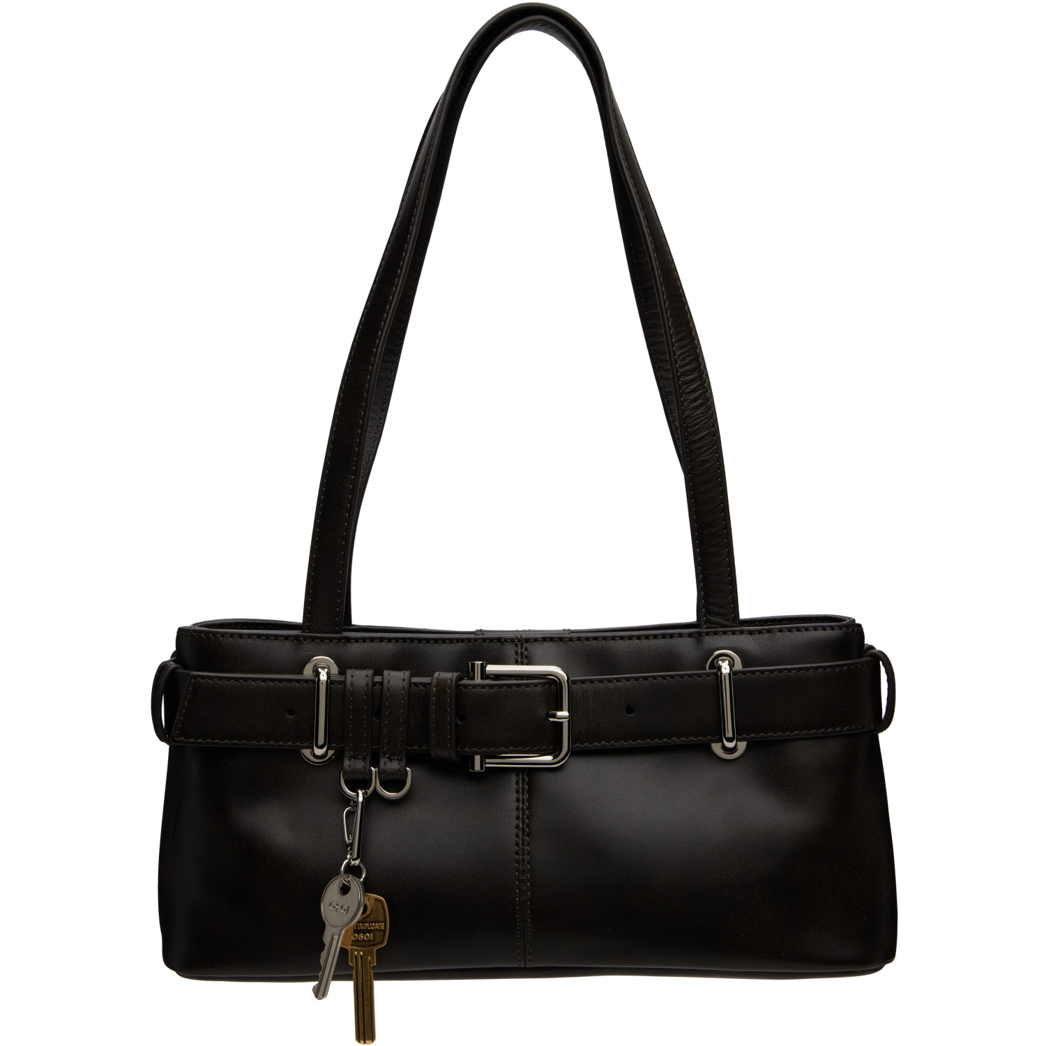 OSOI Brown Shoulder Brocle Mini Bag