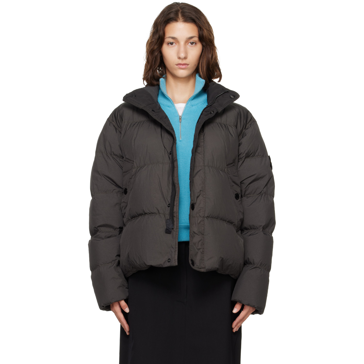 Stone Island Gray 4100109 Crinkle Reps NY Down Jacket