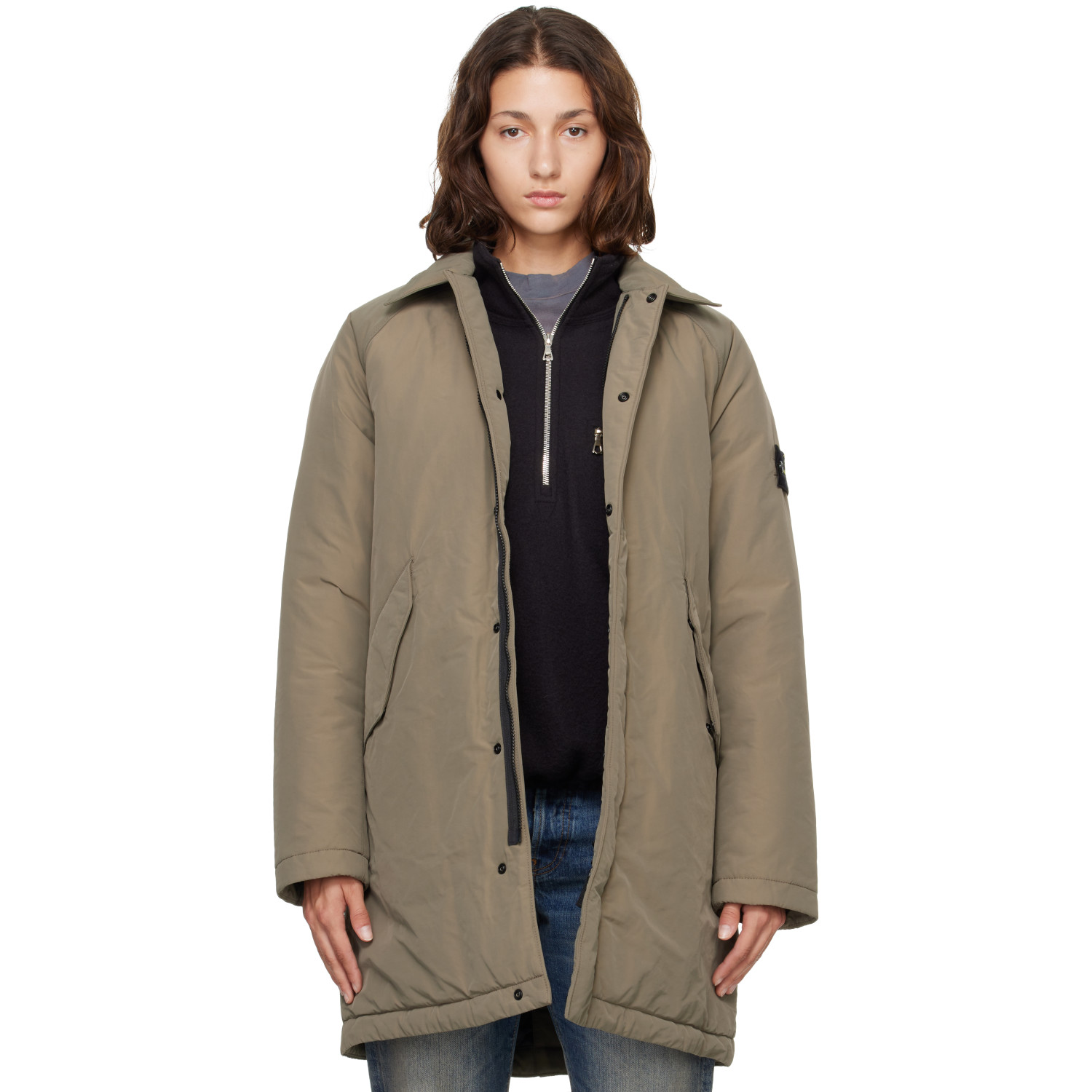 Stone Island Taupe 7100002 Micro Twill Coat