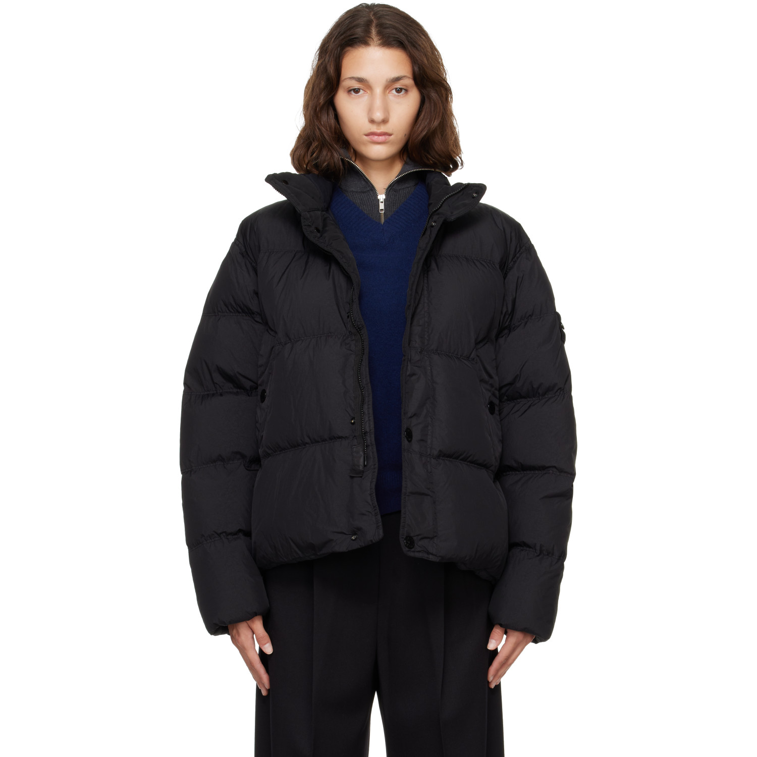 Stone Island Black 4100109 Crinkle Reps NY Down Jacket