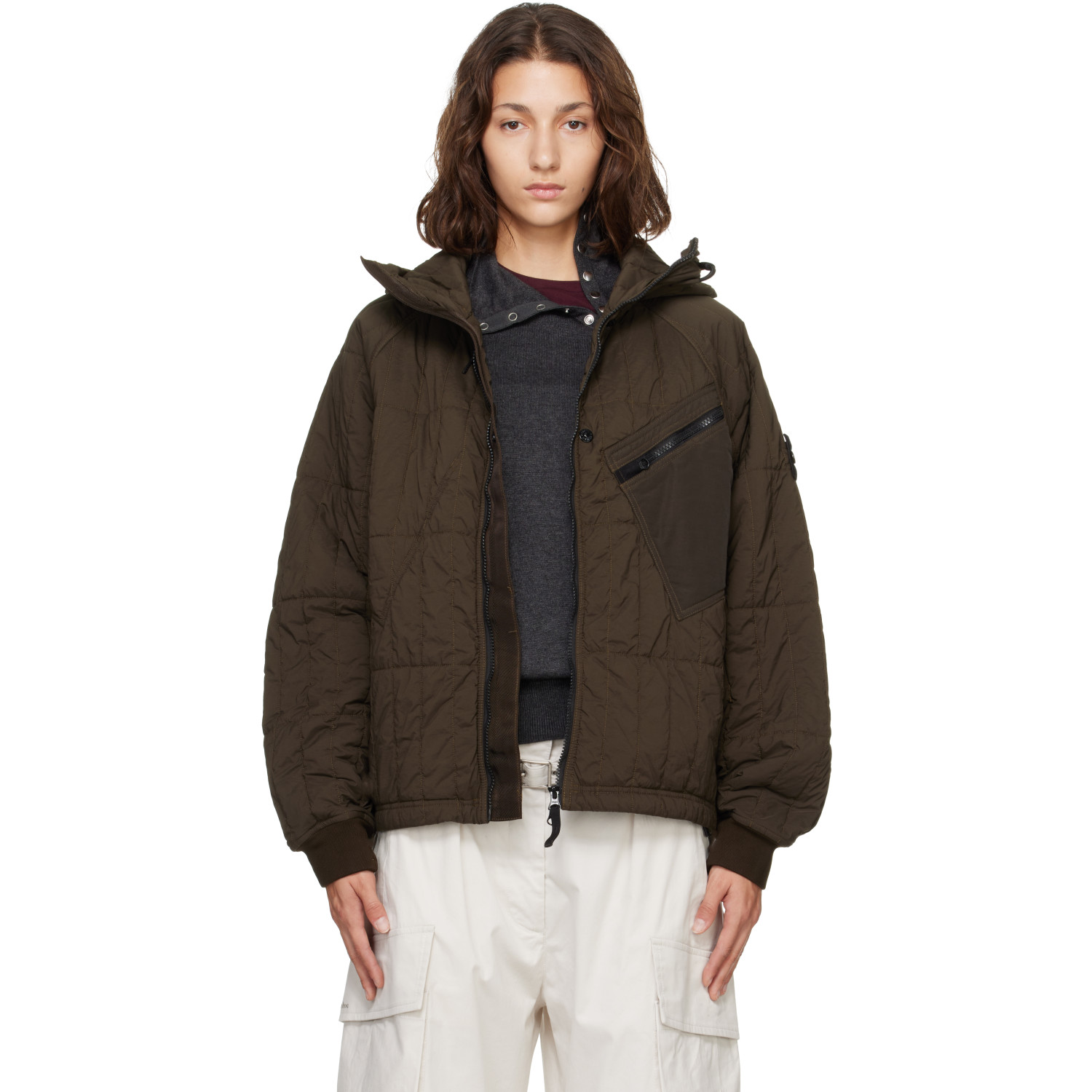 Stone Island Khaki 4100015 Ultralight Nylon Quilted-TC Jacket