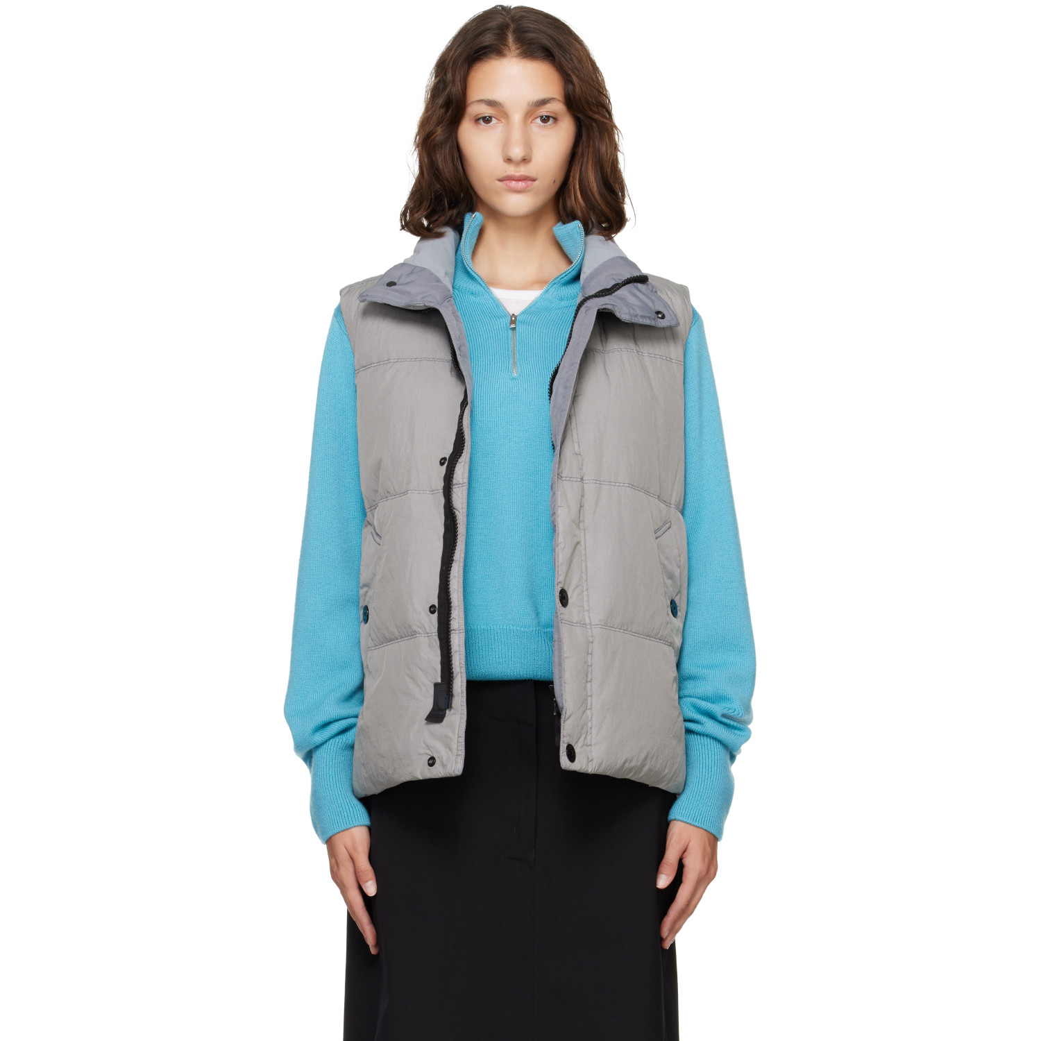 Stone Island Gray G100010 Crinkle Reps NY Down Vest