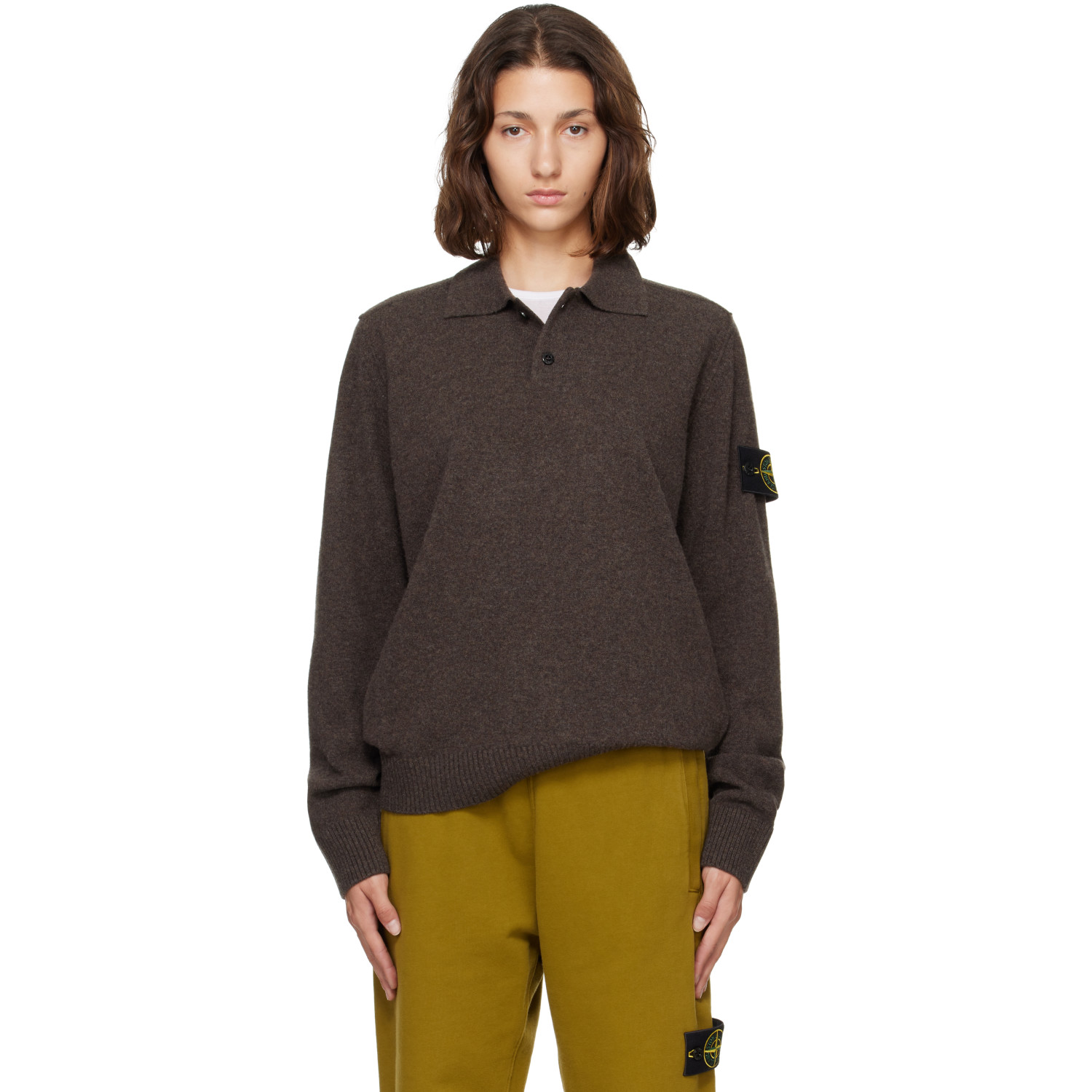 Stone Island Brown 5100018 Light RWS Geelong Wool Polo