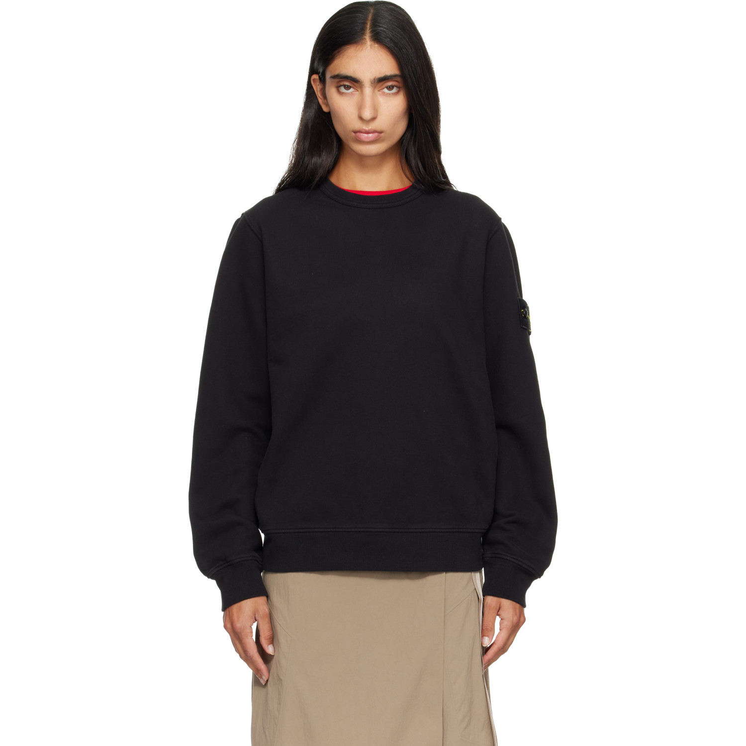 Stone Island Black 6100049 Brushed Organic Cotton Fleece Sweatshirt