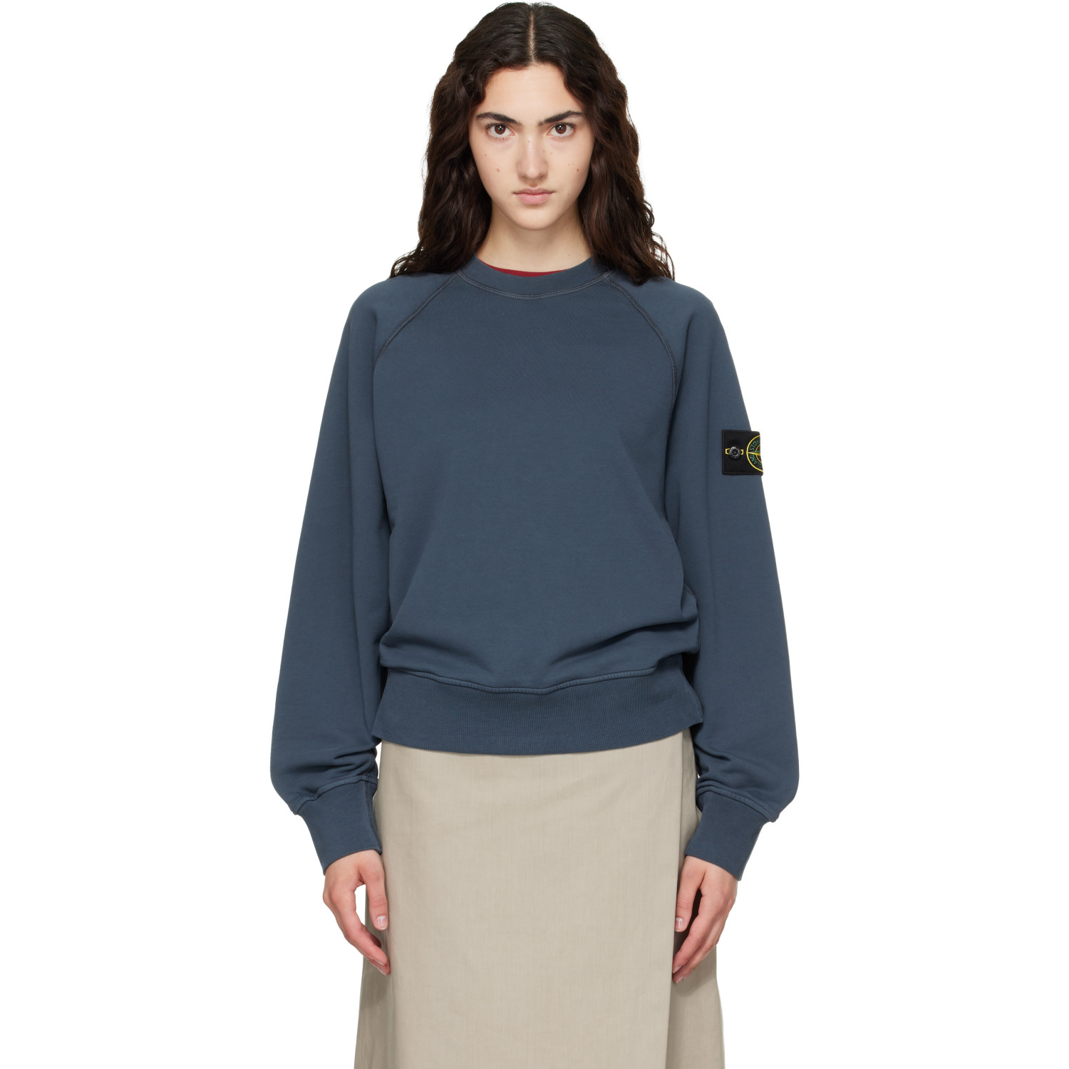 Stone Island Navy 6100008 Organic Cotton Fleece Sweatshirt