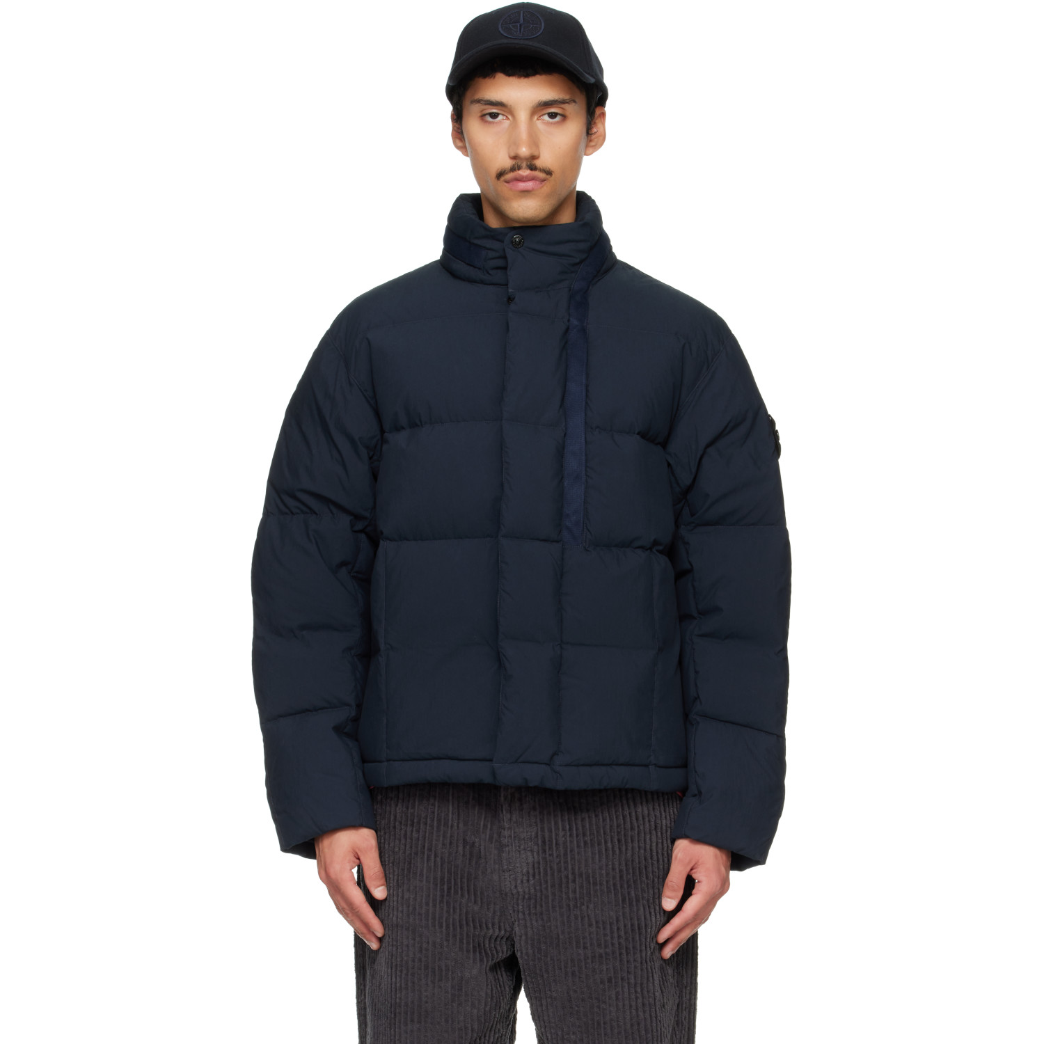Stone Island Navy 4100083 Cotton Nylon Tela Down Jacket