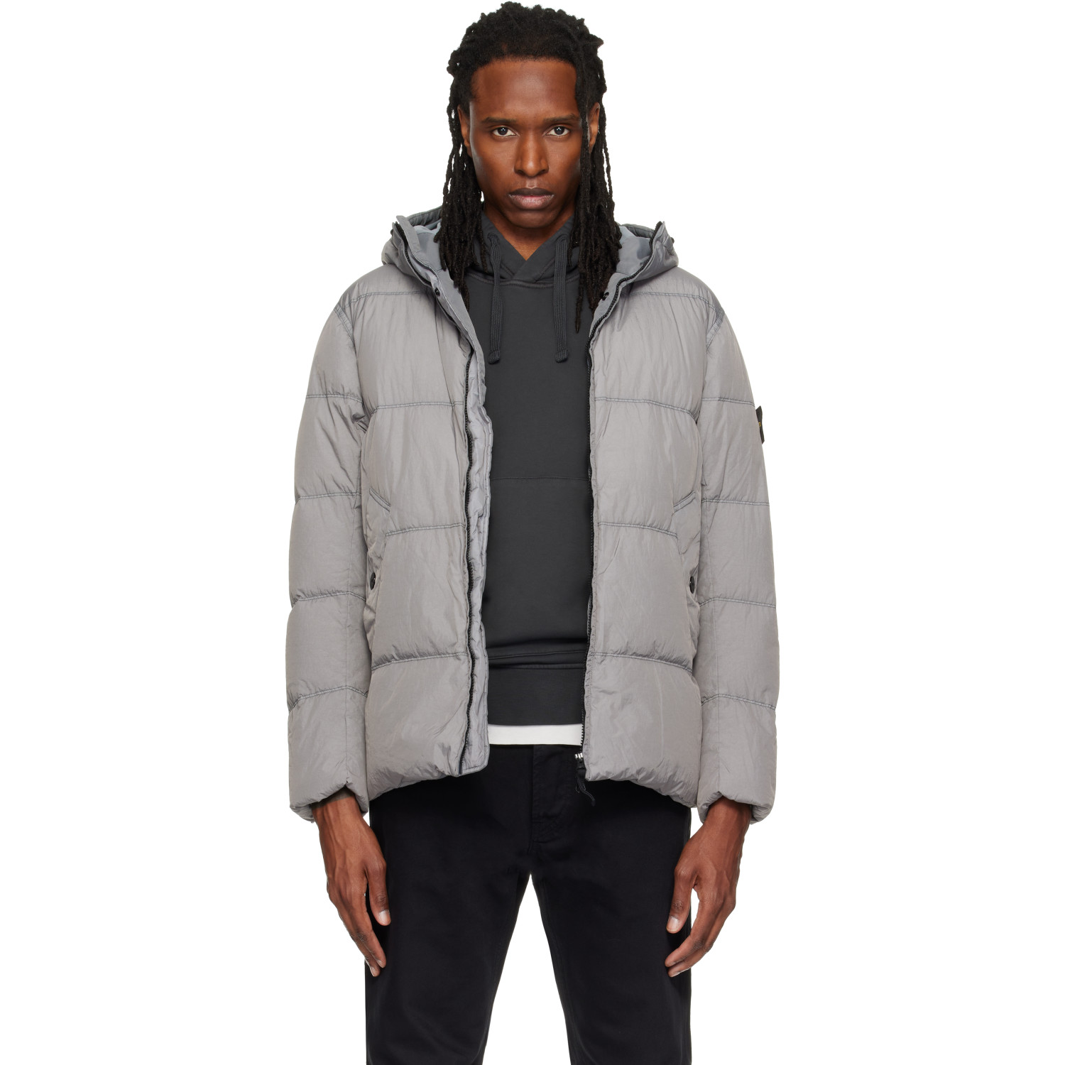 Stone Island Gray 4100037 Crinkle Reps NY Down Jacket