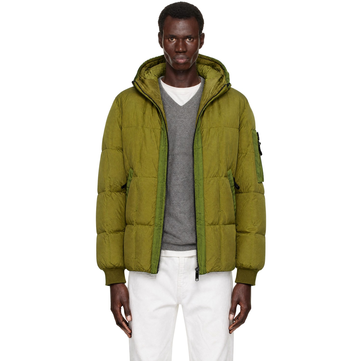 Stone Island Green 4100034 Crinkle Reps NY Down Jacket