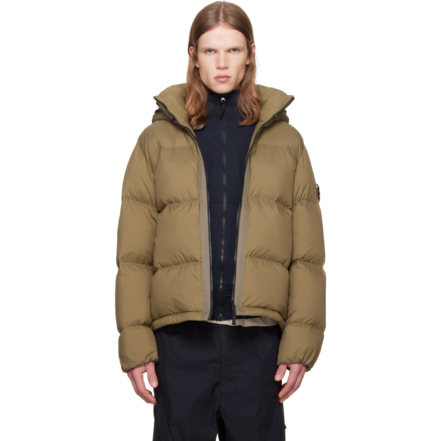 Stone Island Khaki 4100013 Matt Cordura Advanced Down Jacket