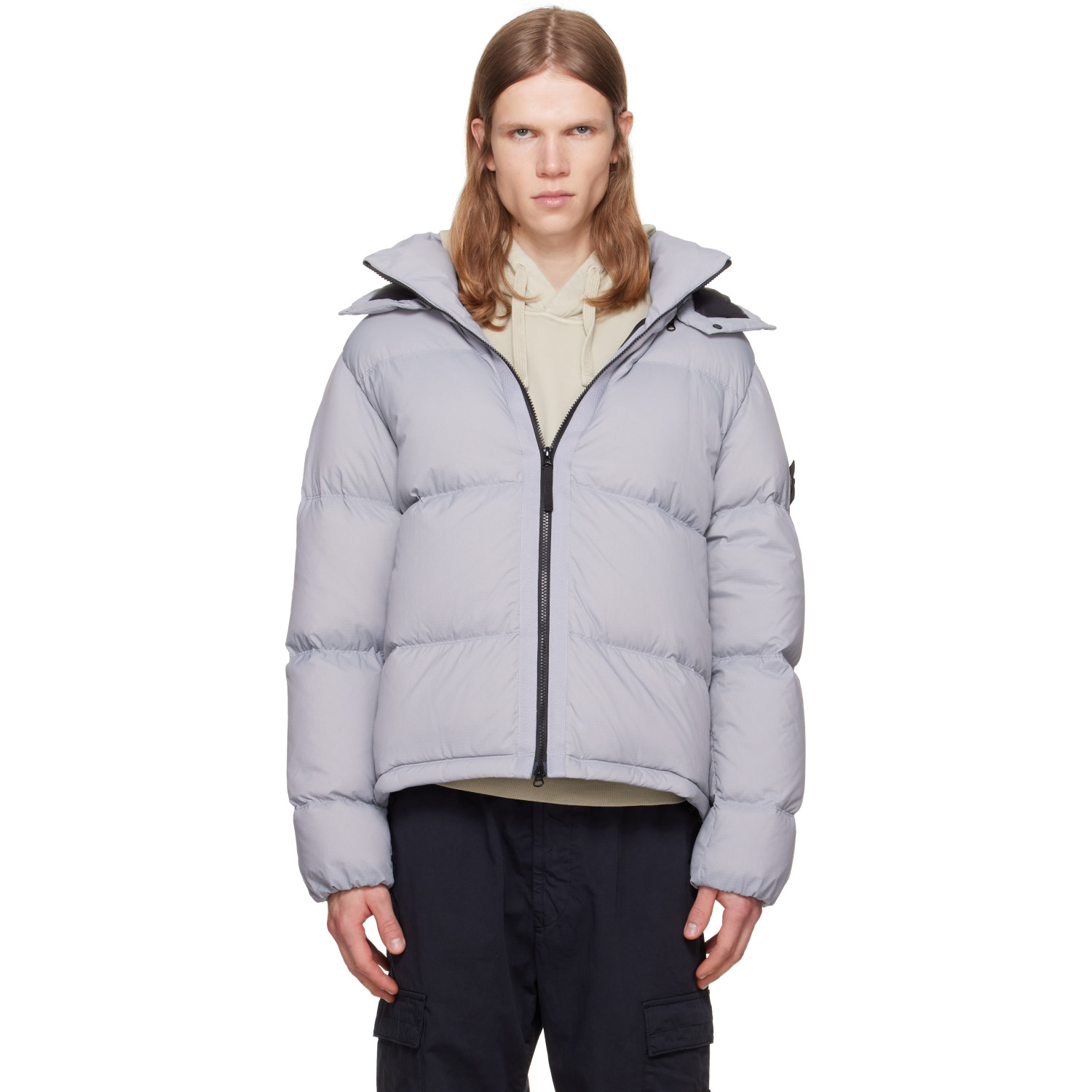 Stone Island Gray 4100013 Matt Ripstop Cordura Advanced Fabrics Down Jacket