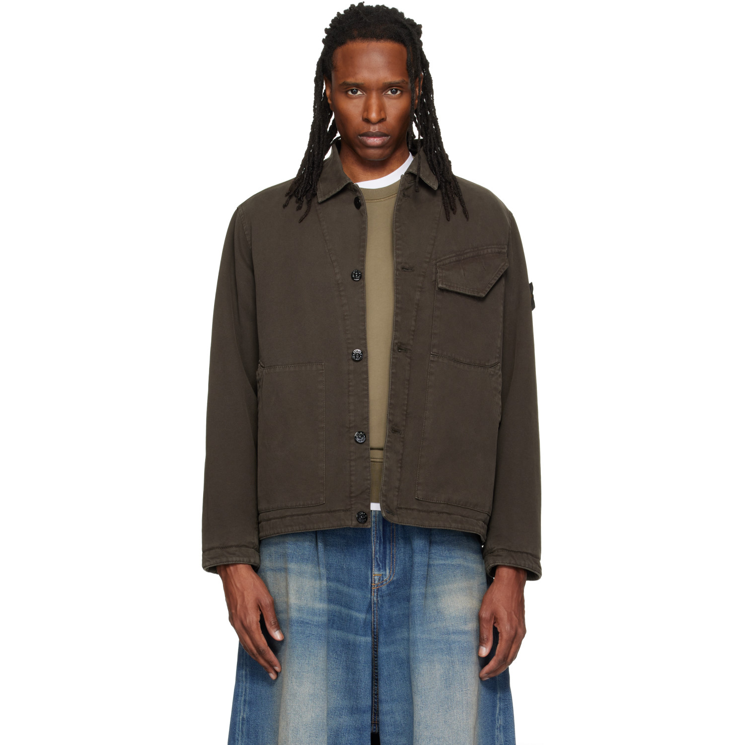 Stone Island Gray 4100048 Organic Panama Cotton Jacket