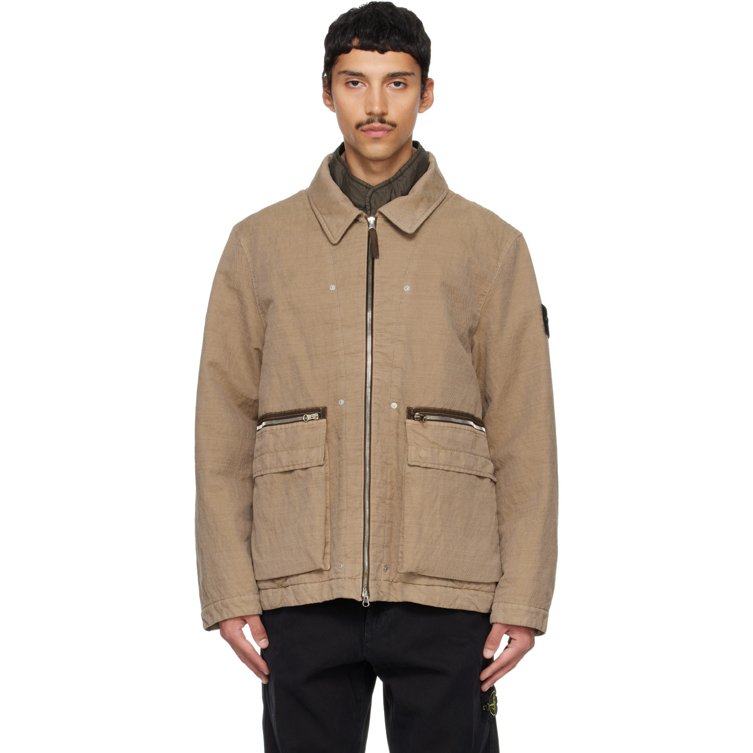 Stone Island Beige 4100043 Diagonal Cotton Wool Jacket