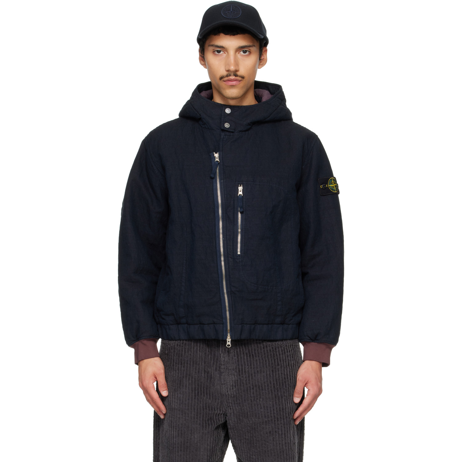 Stone Island Navy 4100042 Diagonal Cotton Wool Jacket