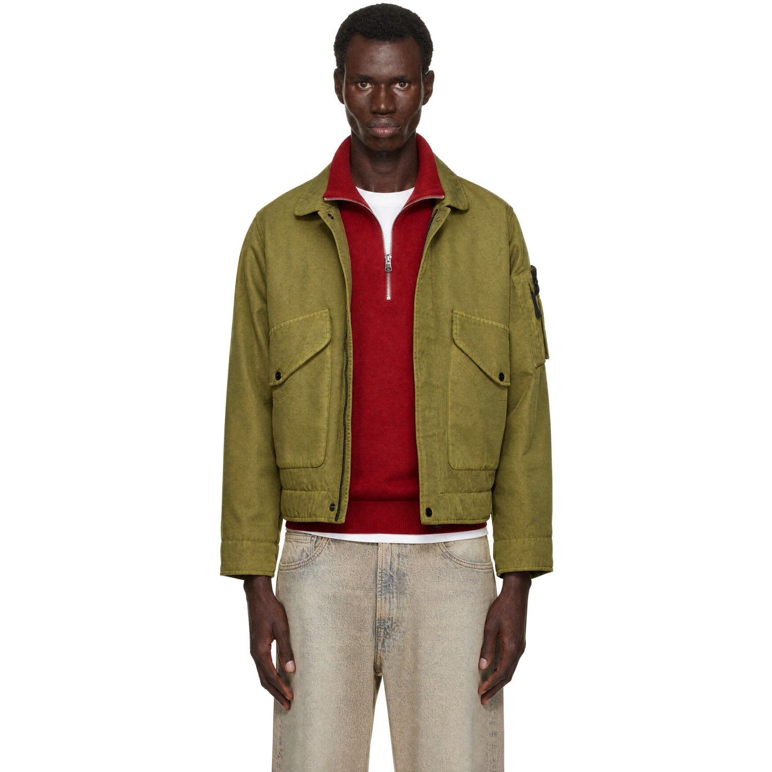 Stone Island Green 4100035 Dense Oxford Nylon-TC Jacket
